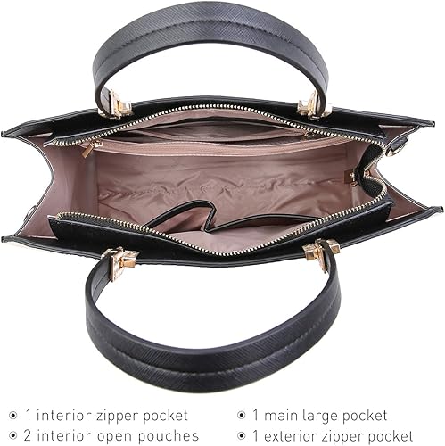 Miniatura 5 de DASEIN Bolso grande para mujer bolso de hombro con asa superior bolsa de trabajo con cartera a juego 01 Flor Negra, 01 Flor Blanca, 02 negro y