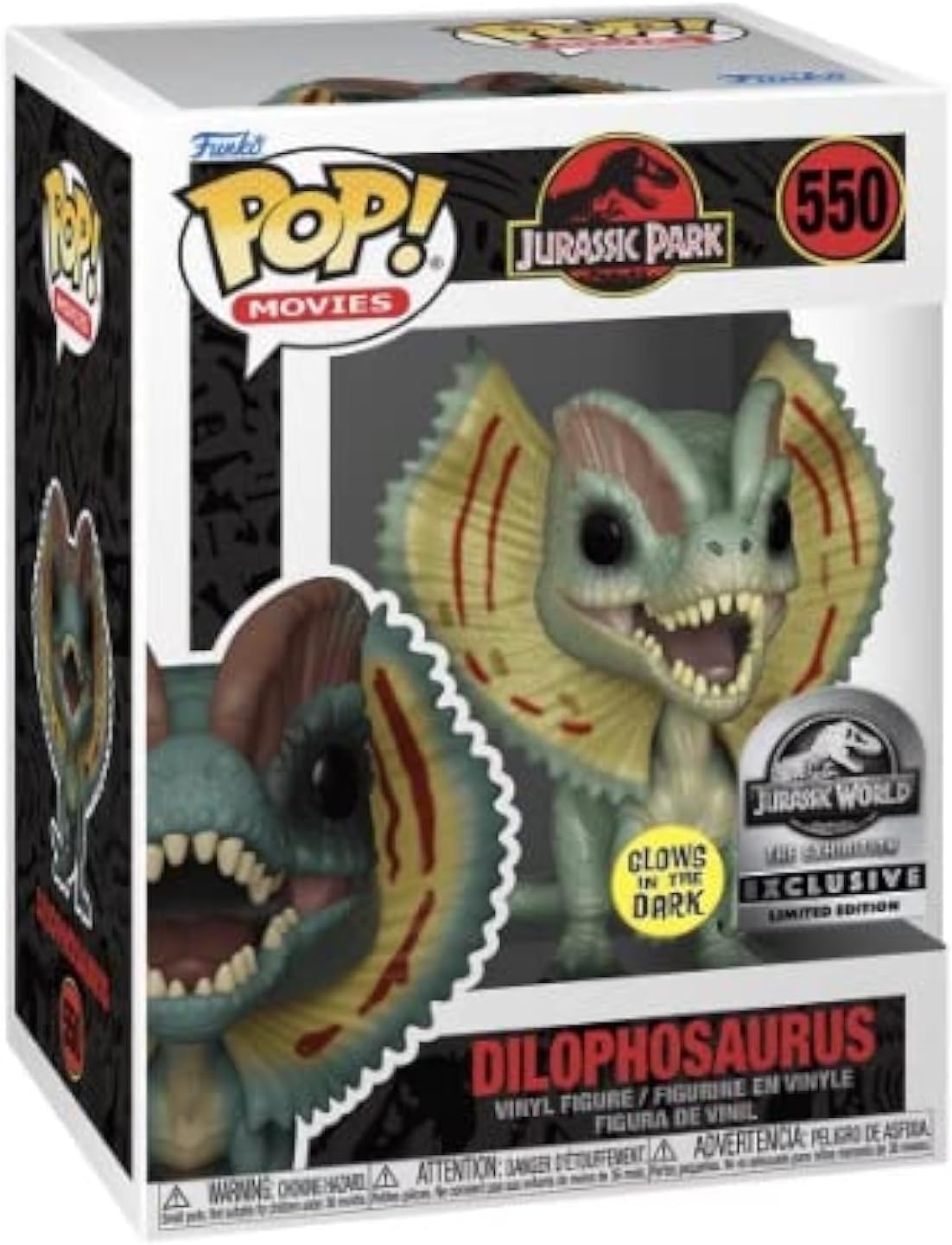 Funko Pop! Movies Jurassic Park Dilophosaurus GITD Jurassic World Exhibition Exclusive Figure #550