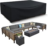 Vista 7 de Fundas para muebles de patio impermeables, resistentes 600D, fundas para muebles de exterior para sofá seccional exterior, resistente al desgarro