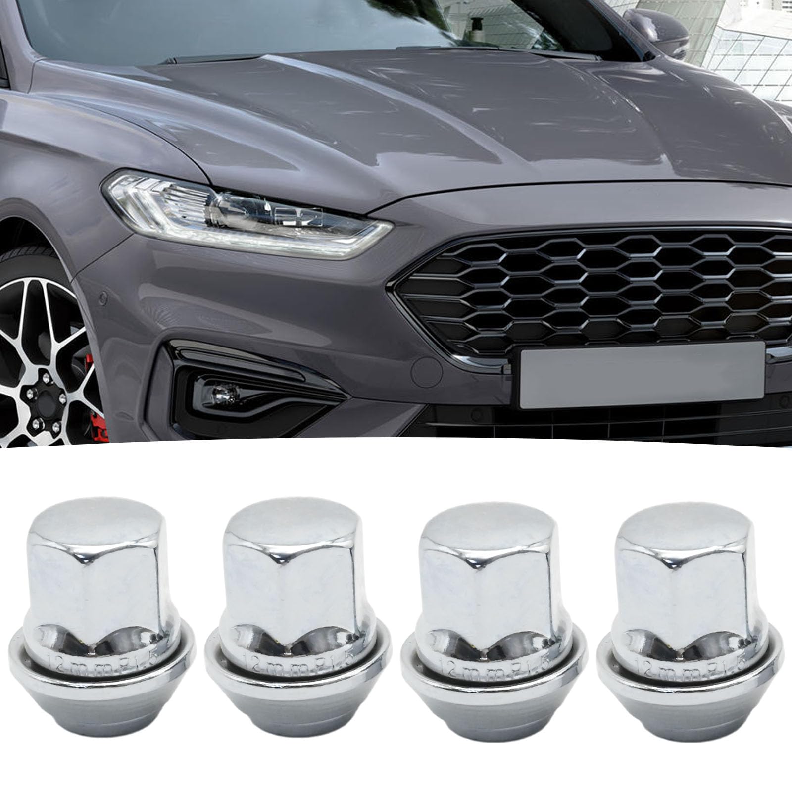 Set di 4 dadi per cerchi in lega, dadi di ricambio per Ford Fiesta Focus C-Max Fusion Mondeo Transit Connect Kuga KA Escort di ricambio per Volvo S40 V50 V40 C30 C70