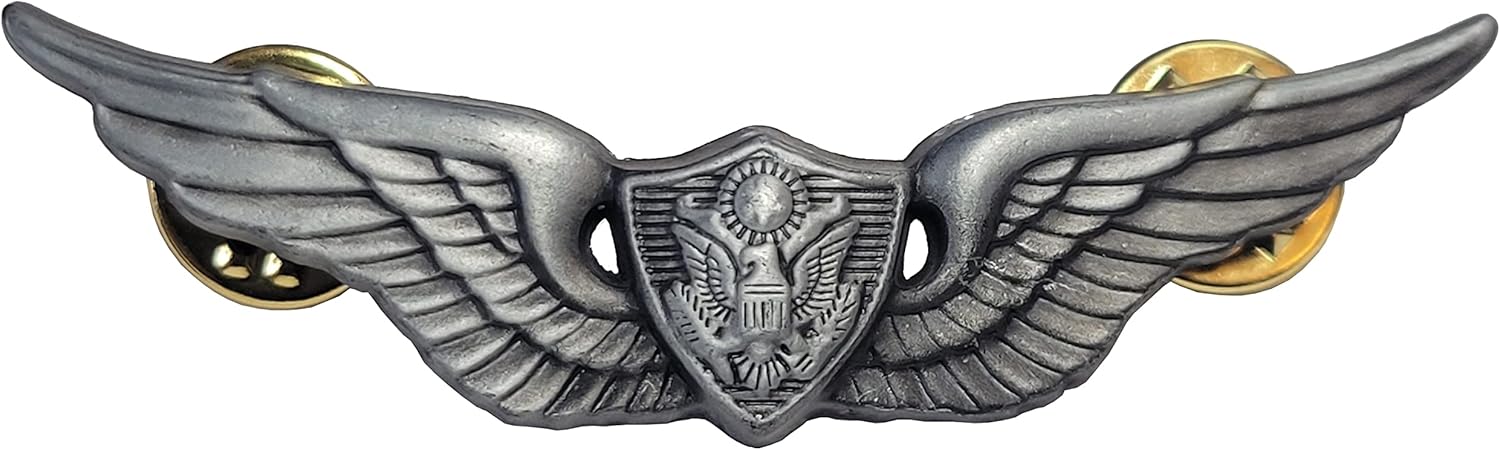 US Army Helicopter Basic Full Size Aviation Aviator Crewman Wings Hat Pin 2.5″