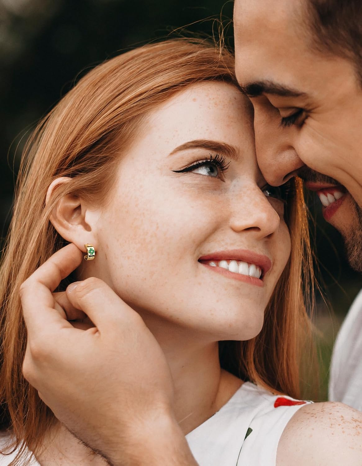 Clover Hoop Earrings for Women Gifts with Lab-Grown Moissanite|Lab-Grown Emerald|18K Gold Plated S925 Sterling Silver Non Tarnish - Image 3