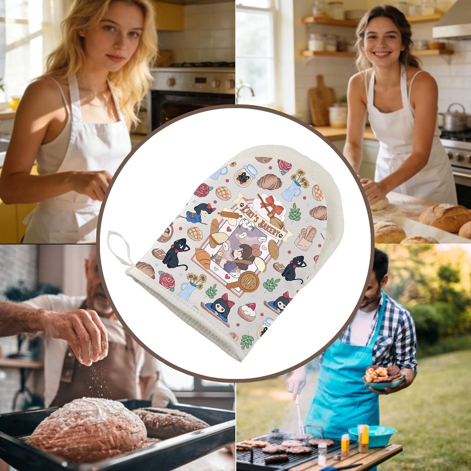 WCGXKO Anime Fans Gift Fantasy Adventure Animated Movie Gift Baking Lover Baking Short Oven Mitt Bakery Kitchen Gloves (K BA G)