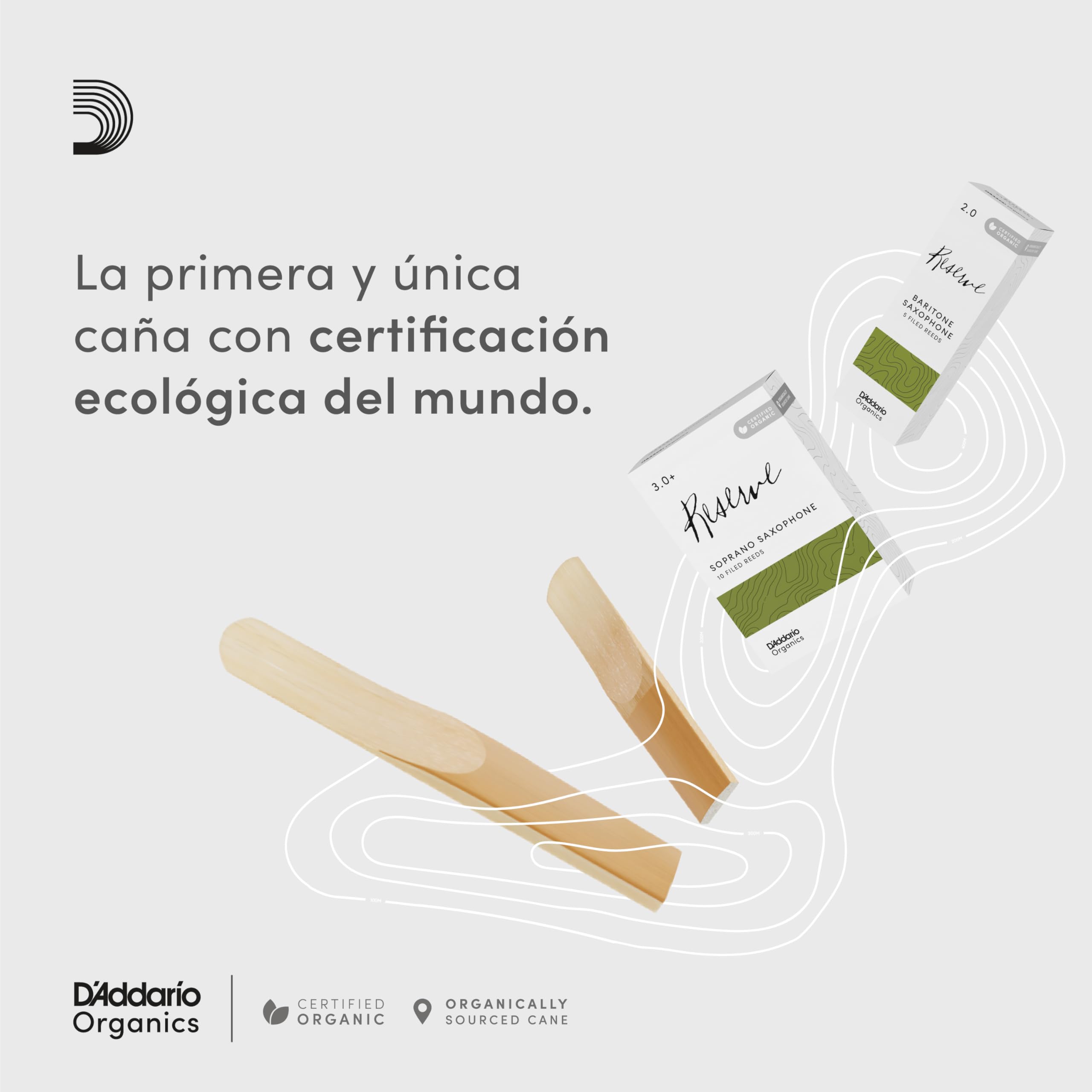 D'Addario Orgánico Reserve Alto Cañas para Saxofón - Cañas de Saxo - La Primera y única Caña Ecológica - 3.5 Fuerza, 10 Paquete