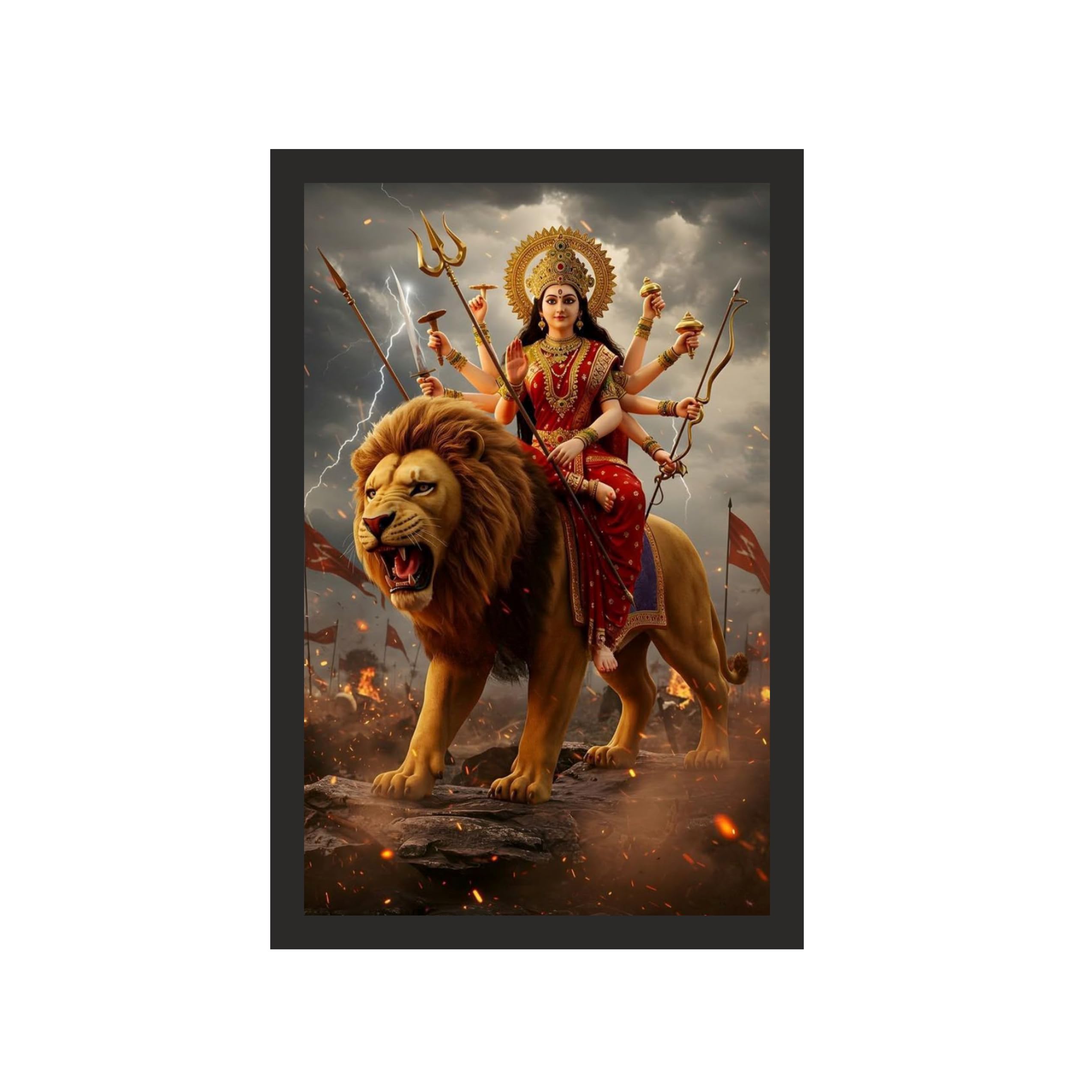 Grand Maa Durga Lion Steed: 24x36