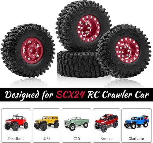 Miniatura 6 de OGRC - Ruedas 1.0, llantas de plato profundo, compensación negativa de 0.276 in con nuevo compuesto 1.0 neumáticos para axial SCX24 Gladiator Bronco