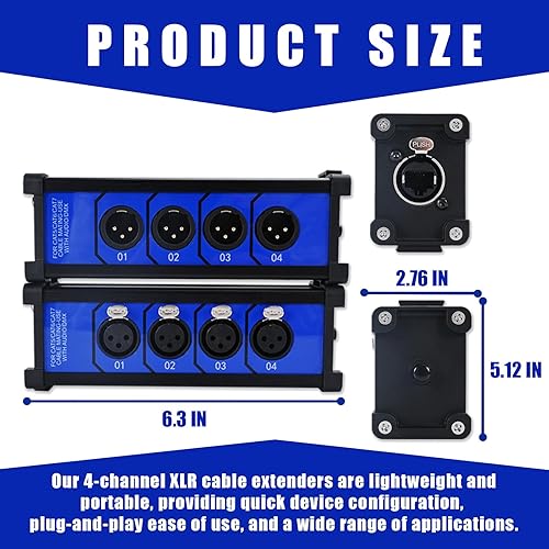 Miniatura 4 de Jamesin Extensor de cable Ethercon de 4 canales y 3 pines, cable de red múltiple para iluminación de escenario y estudio de grabación, canales XLR,