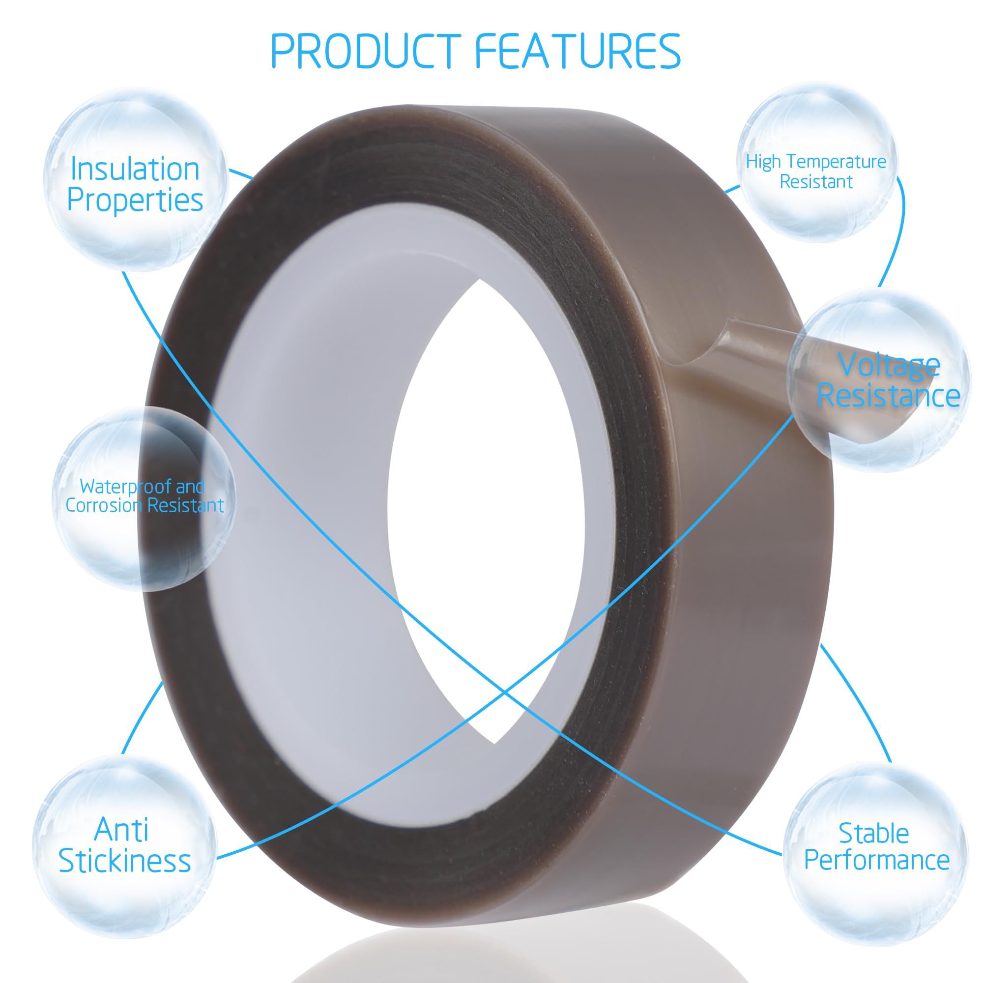 Reines PTFE-Band, PTFE-Folienband, Hochtemperaturband aus PTFE-Folie, hellbraun, verschiedene unterstützte Größen (Hellbraun, 50mmx10m x0,08mm)