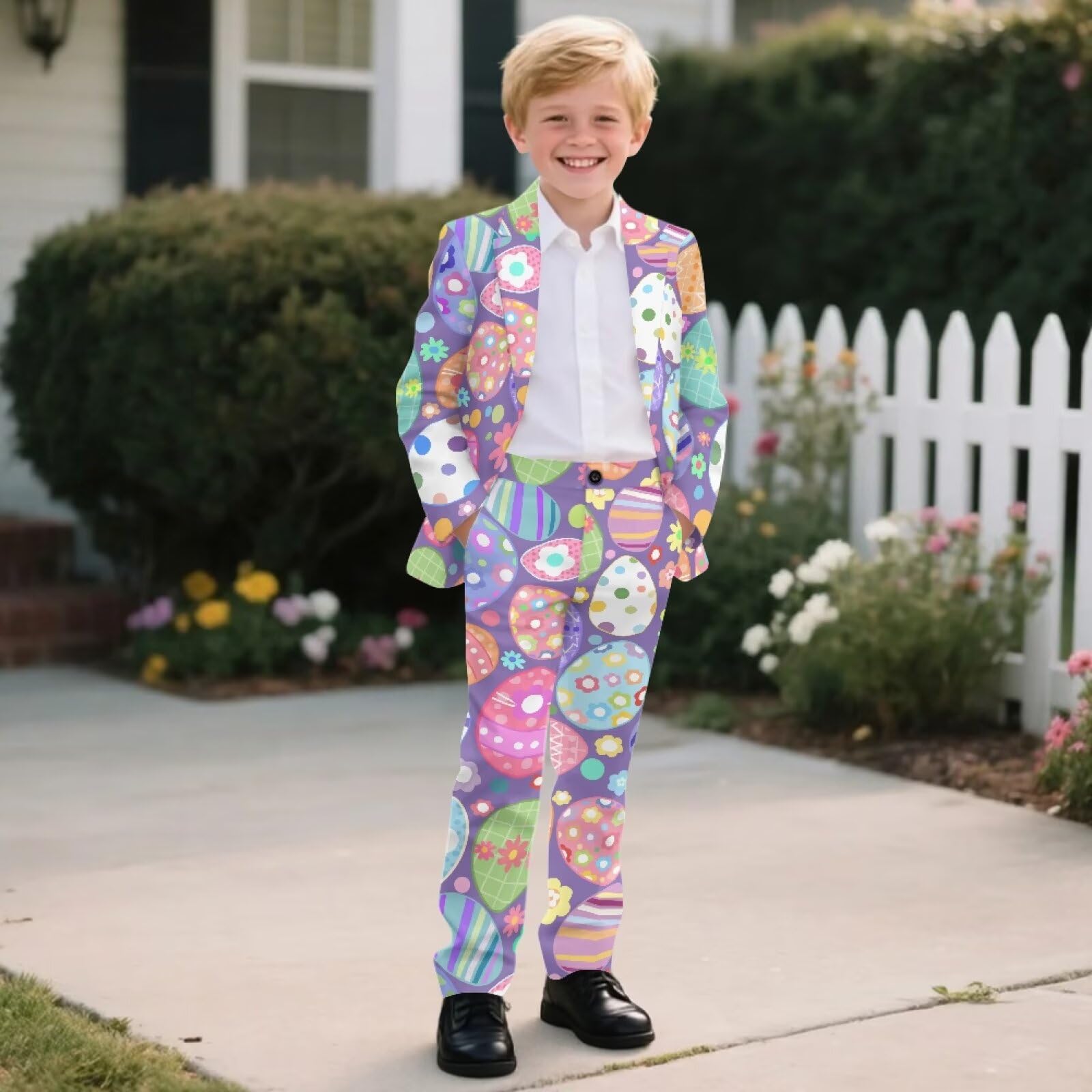 Biyejit 2-teiliges Jungenanzug-Set mit einem Knopf, Blazer und Hose, formelle Smokingjacke für Hochzeit, Party, Outfit, 5–14 Jahre