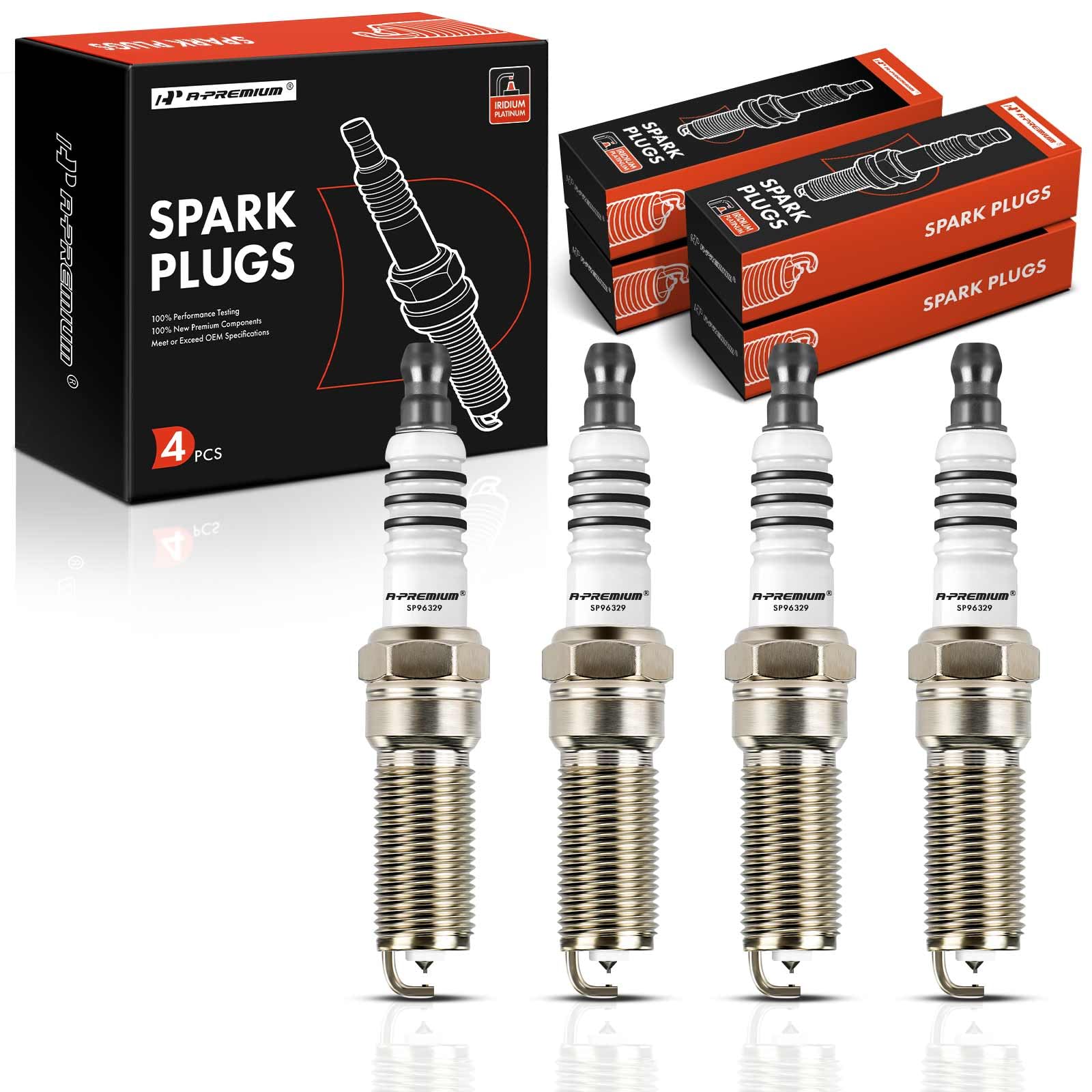 A-Premium Iridium Platinum Spark Plugs Compatible with Chevrolet Malibu 2013-2015, Malibu Limited 2016-2016, Impala, Colorado, Blazer & GMC Acadia, Canyon & Buick LaCrosse & Cadillac ATS, Pack of 4