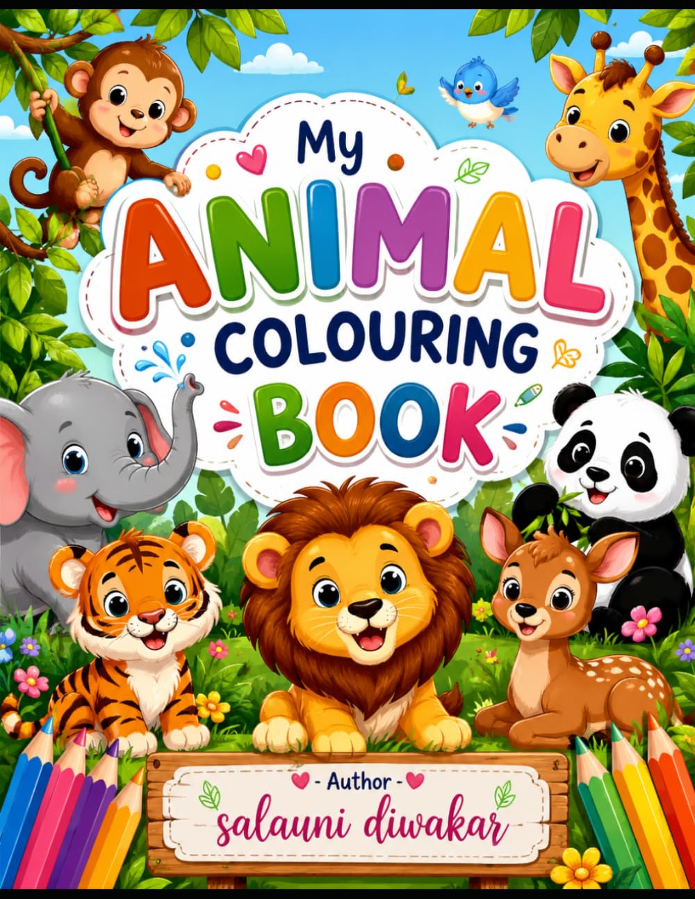 Cute Animals Coloring Book: Big and Simple Animal Designs for Kids Ages 3–8