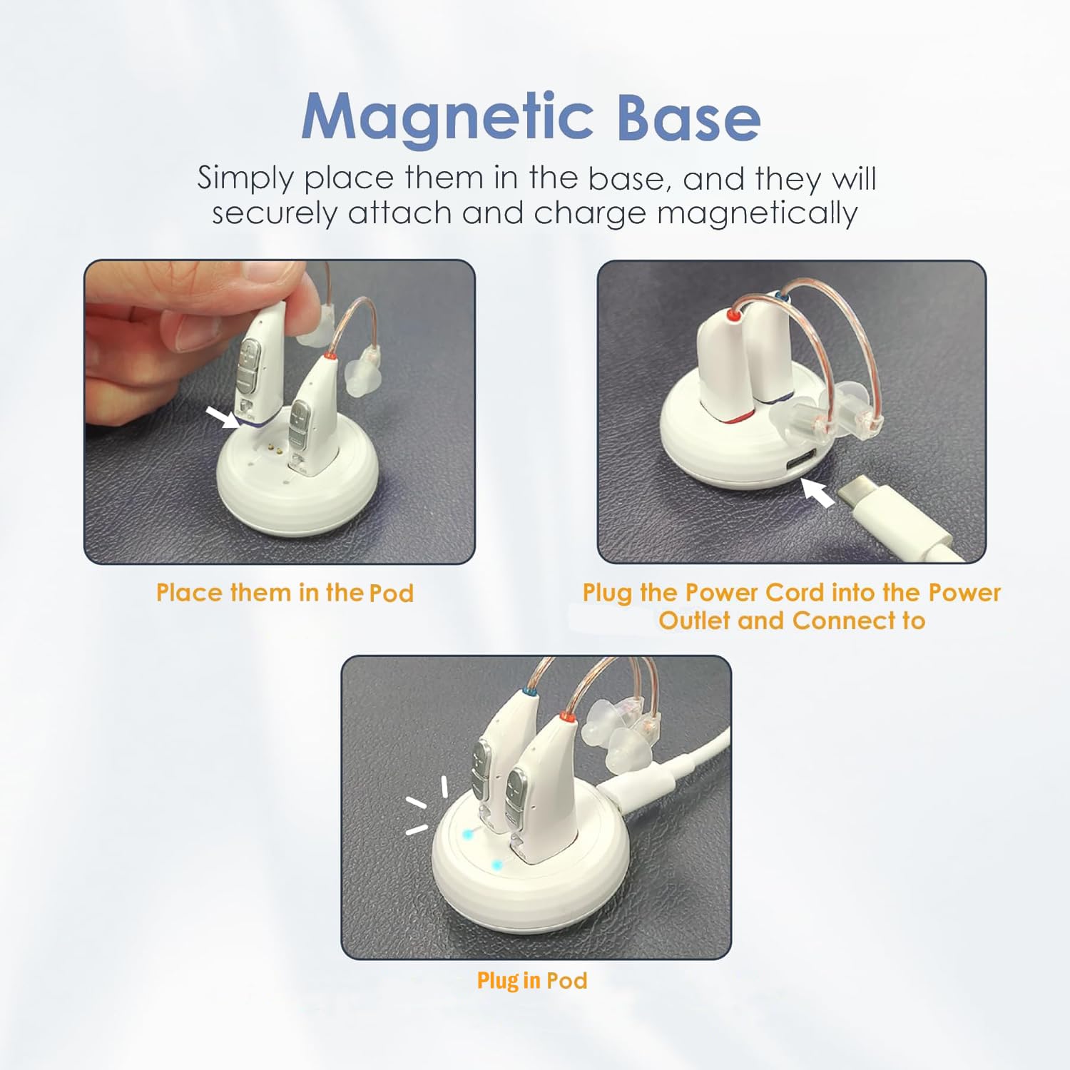 Ricaricabile per anziani - (coppia) Dispositivo personale binaurale dietro l'orecchio, batteria a lunga durata, design BTE confortevole per tutto il giorno, bianco