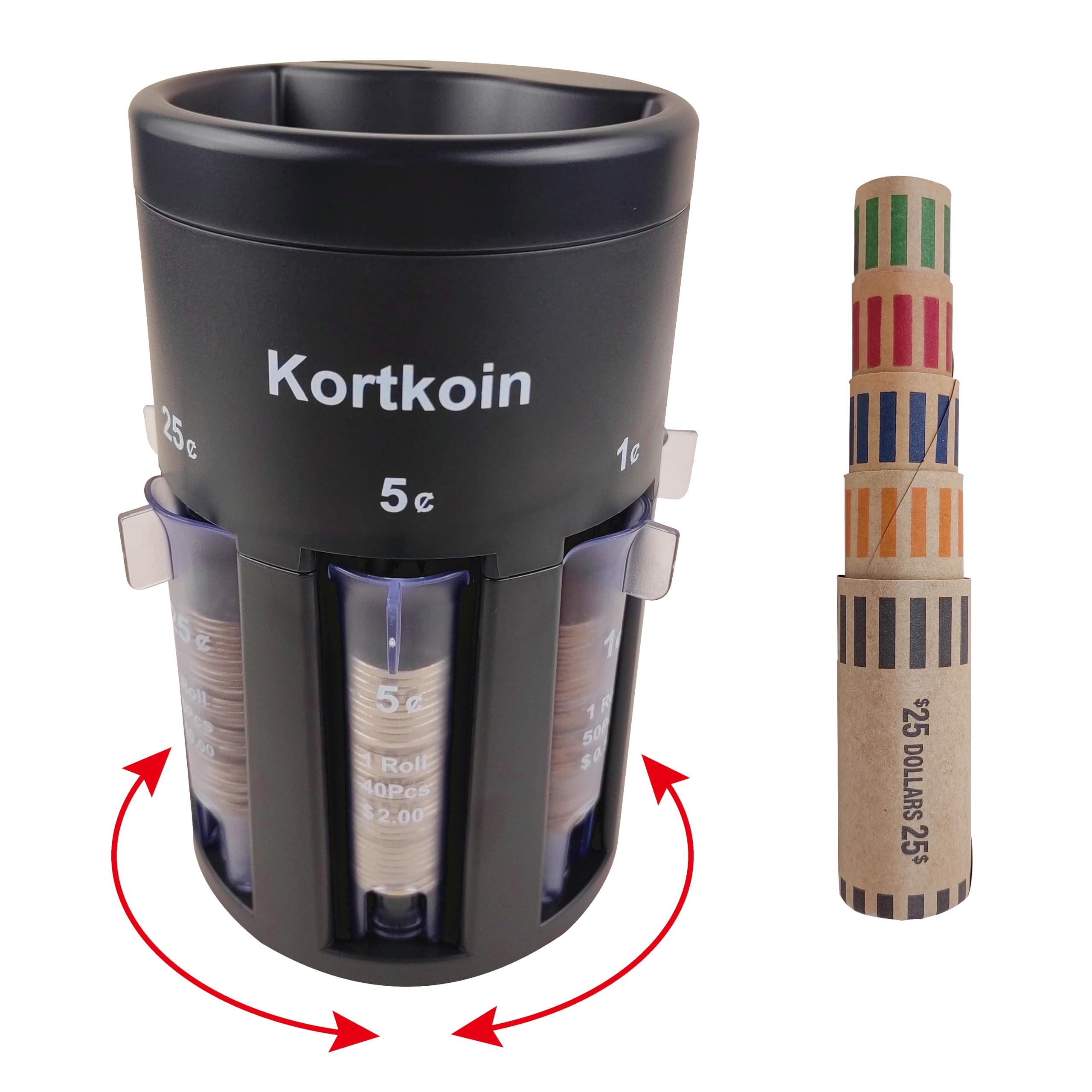 Automatischer Münzsortierer 5-in-1-Münzzähler mit Münzverpackungen, leeres Sparschwein Münzhalter Glas schnell & genau als Wechselsortiermaschine, weit verbreitet zu Hause, im Büro & im