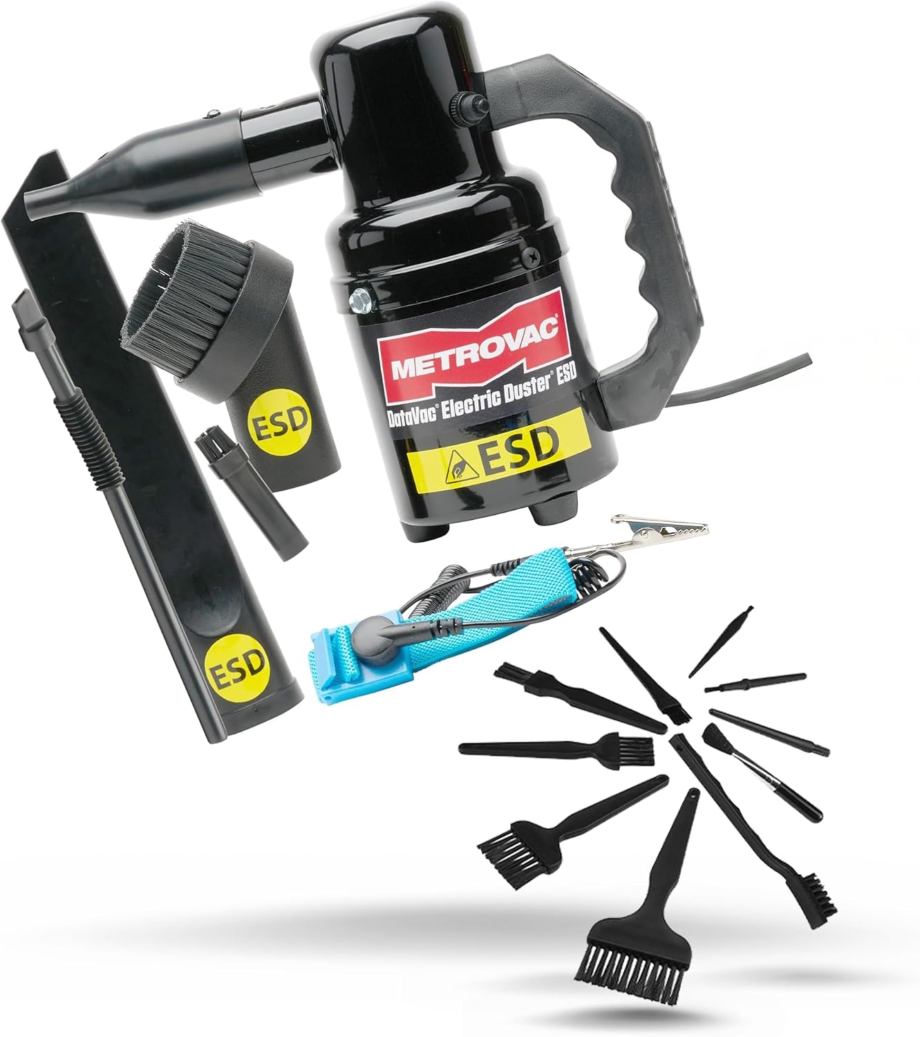 MetroVac ED-500-ESD Antistatic Electric Duster Bundle with ESD Cleaning Kit - Set of 10 Brushes