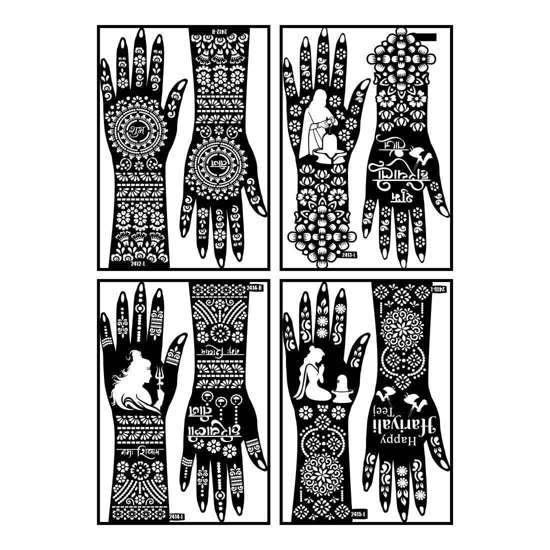 Hariyali Teej Mehndi Stencil Sticker Combo For Women-image-23