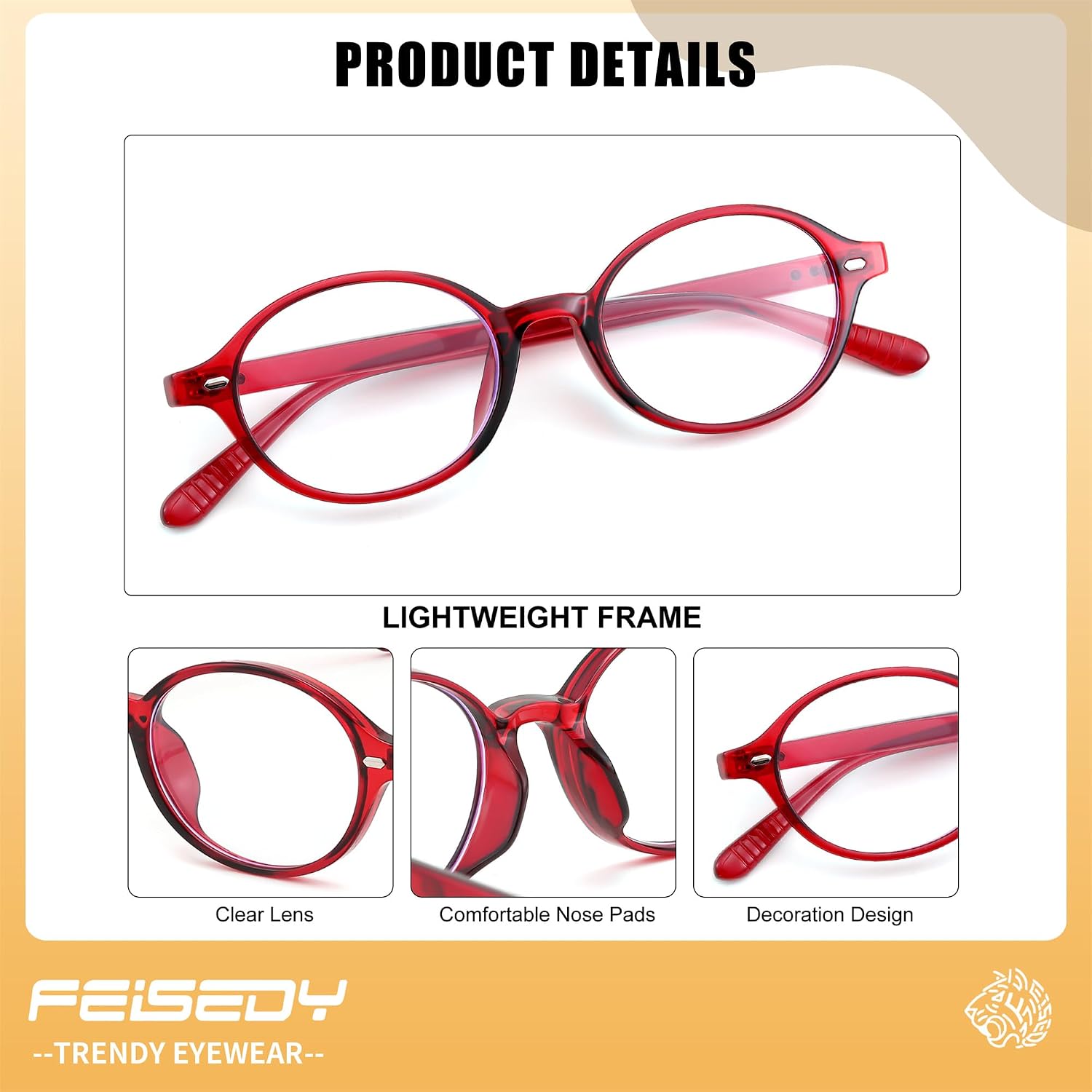 FEISEDY Vintage Oval Blue Light Glasses for Women Men Stylish Lightweight 90s Eyeglasses Fake Nerd Y2k Eyewear Frame B0242