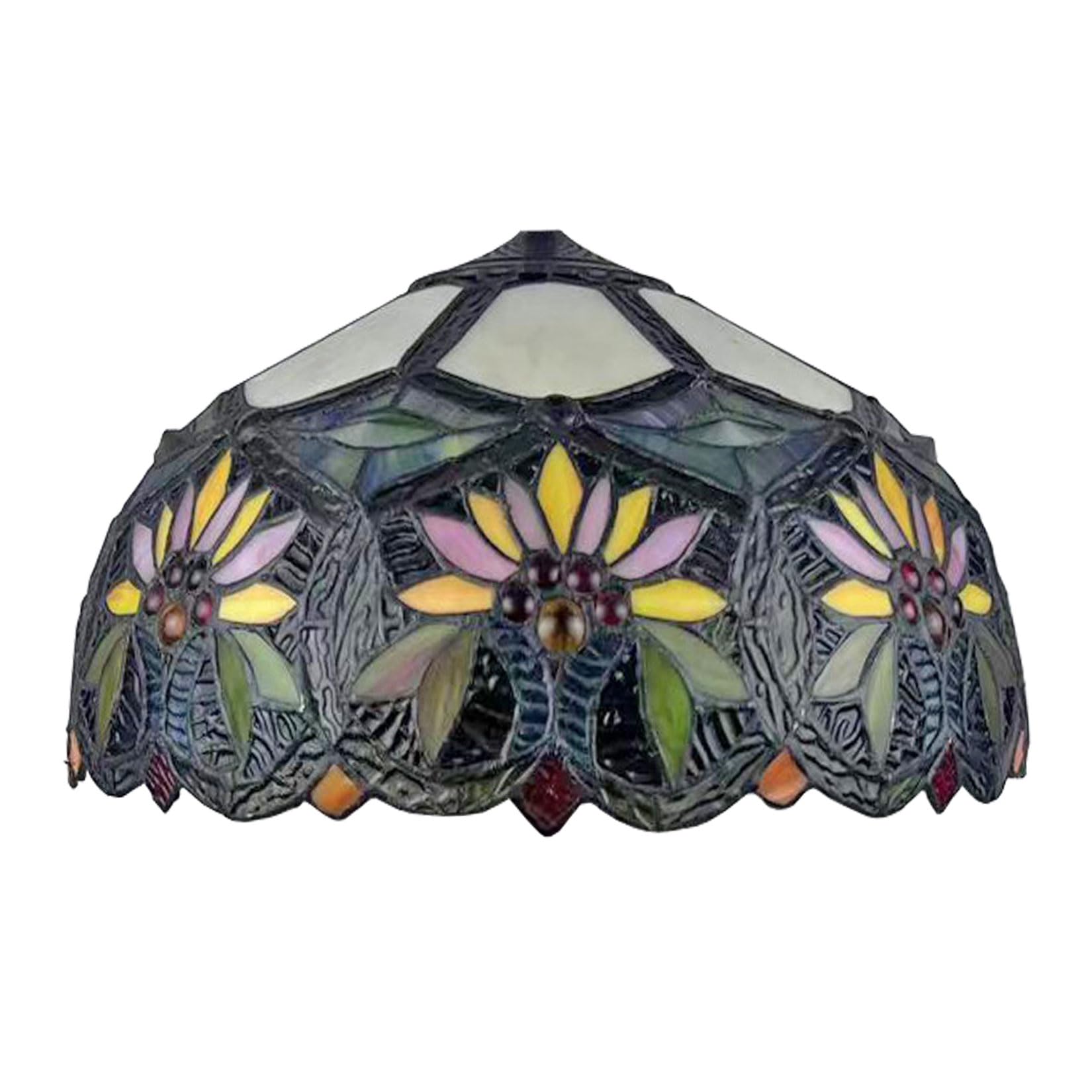SaryEdge Baroque Tiffany Lamp Shade Replacement, Only 16X9 Inch Stained Glass Lampshades, Suitable for Table Lamp Floor Lamp Hanging Pendant lamp Ceiling Light,Amber，Daisy，Daisy