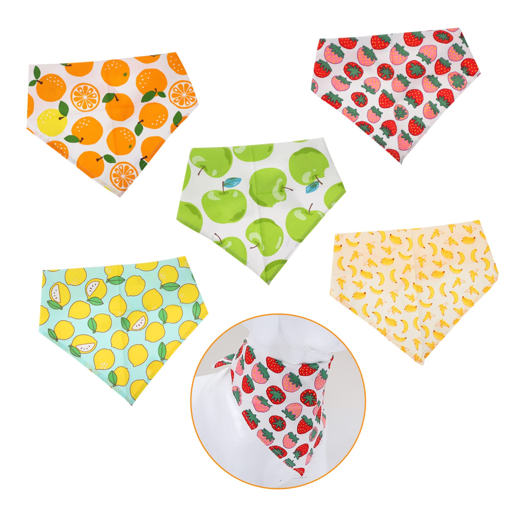BESPORTBLE 15pièces Bandanas pour Chiens Et Écharpes Coton Motif Fruits Accessoire De pour Animaux De Chaque Motif Pomme Verte Vert Orange Fraise Banane