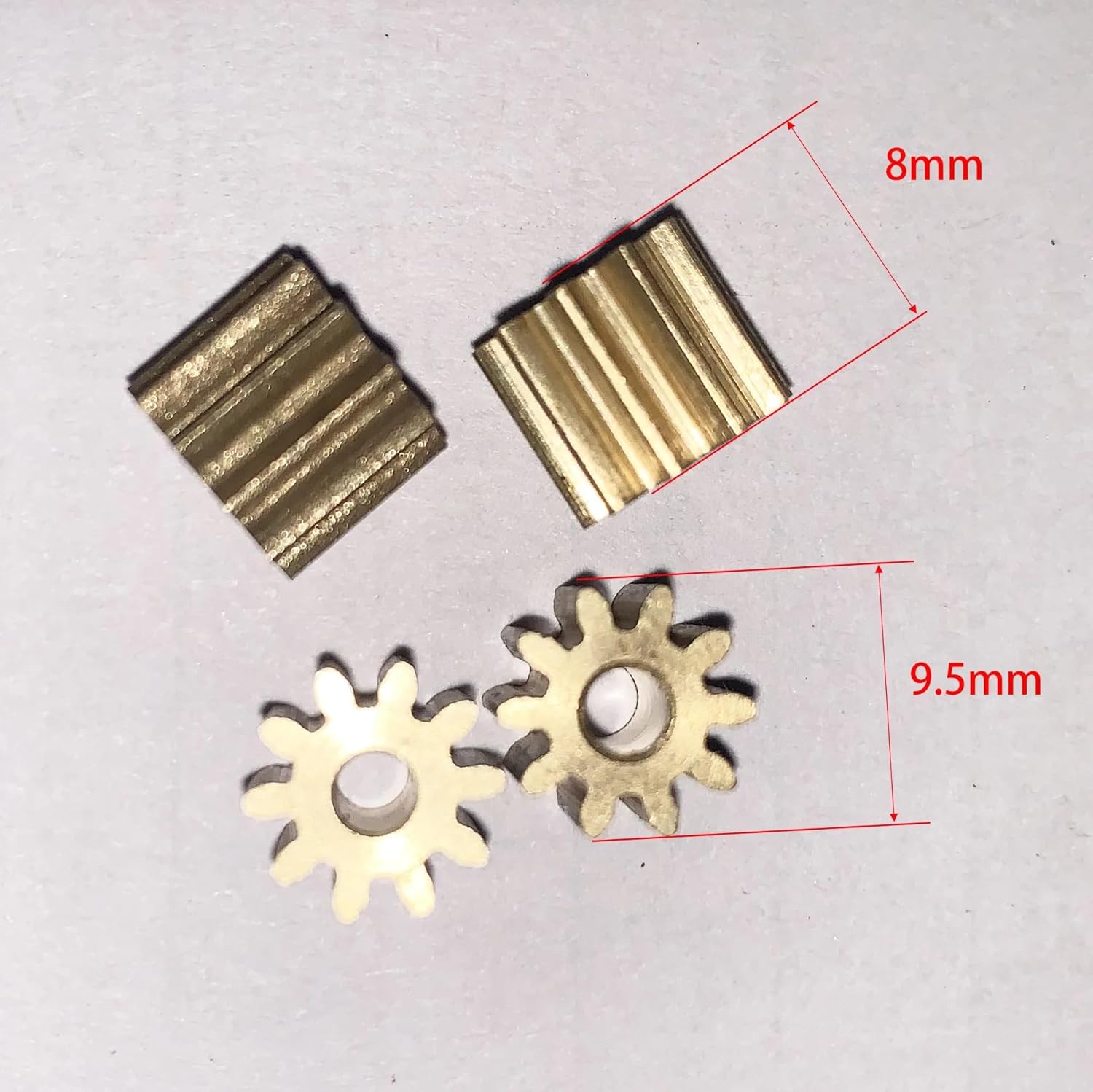 10pcs 0.8 Module 10T Copper Pinion Gear,3mm 3.17mm 4mm 5mm Inner Hole Sizes(4MM BORE)