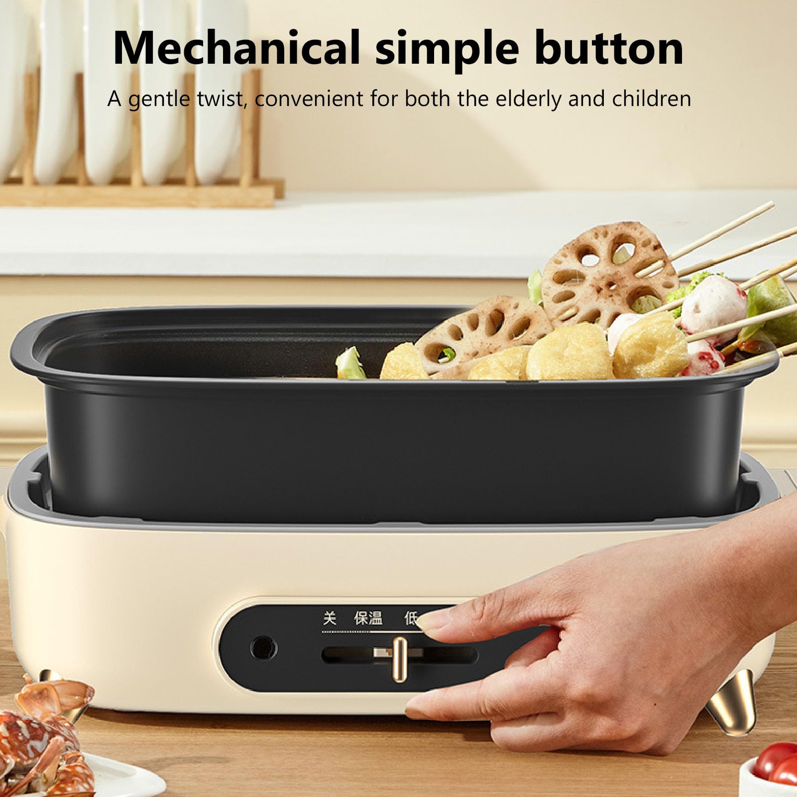 Electric Skillet with Removable Pan 1200W Adjustable Temperature Nonstick Multifunction Electric Skillet with Glass Lid Electric Skillet (US Plug 110V)