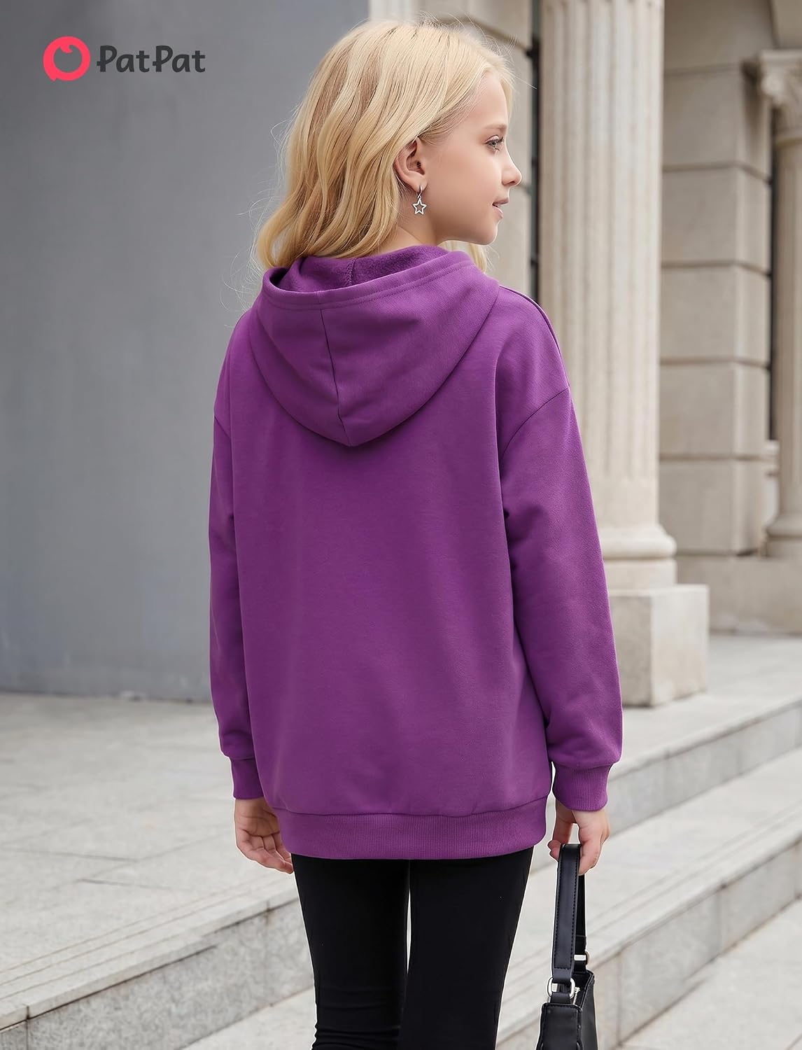 PATPAT Fleece Hoodies for Girls Unisex Cotton Loose Sweatshirts Casual Long Sleeve Pullover Tops with Pockets 7-16Years