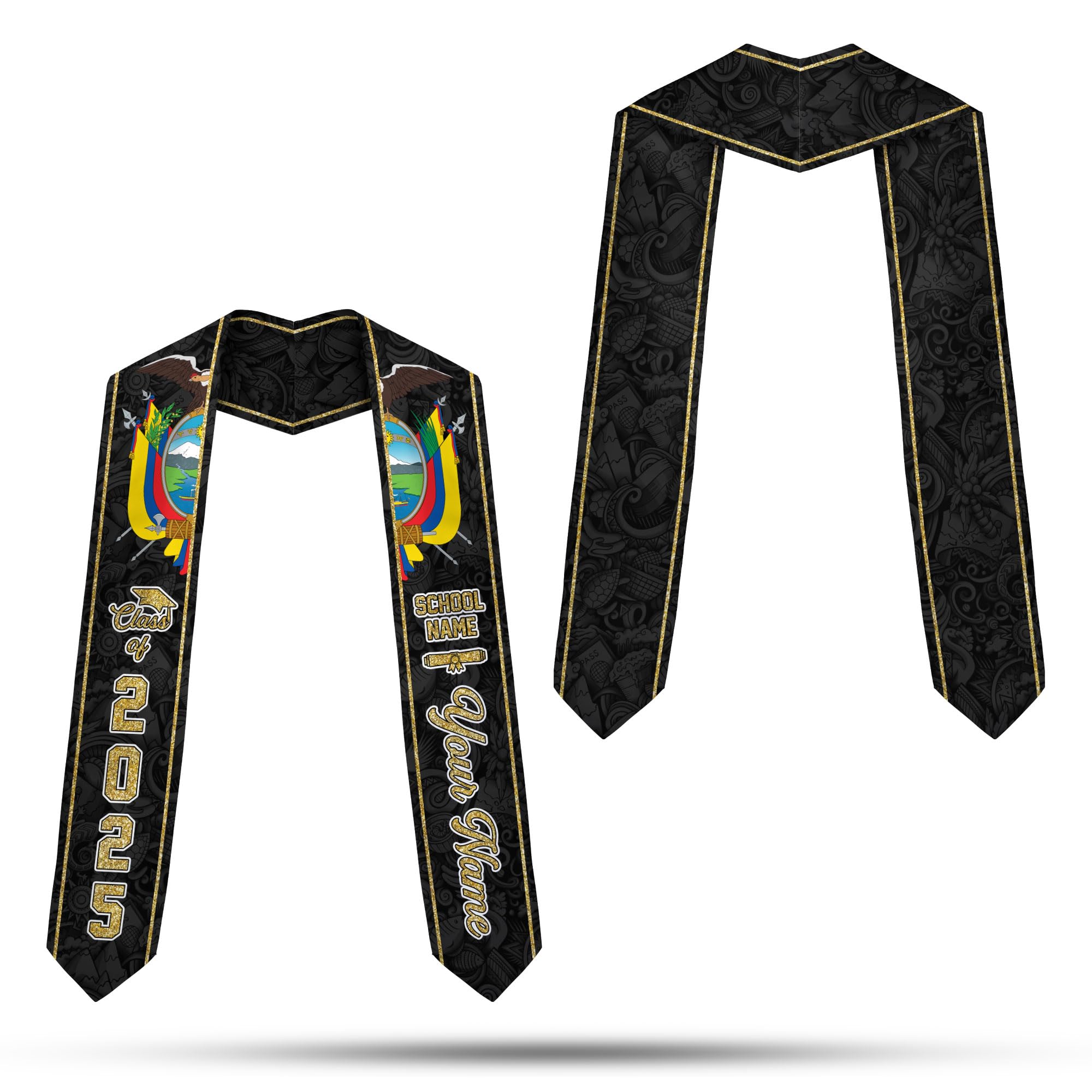 MonkeyVan Ecuador Graduation Stole, Ecuadorians American Flag Graduation Sash 2025, Ecuadorians Graduation Sash Style 4