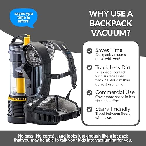 Miniatura 6 de Prolux 2.0 Mochila comercial sin bolsa HEPA Vacuum - Modelo profesional para limpiadores profesionales