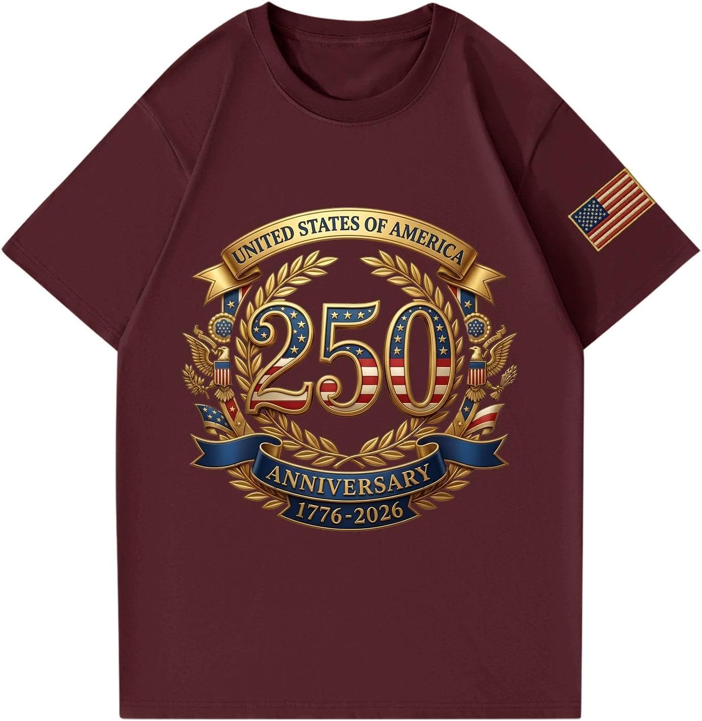 RTRDE Men's Patriot Shirts Short Sleeve American 250th Years Anniversary Flag Print Casual Summer T-Shirt, S-5XL