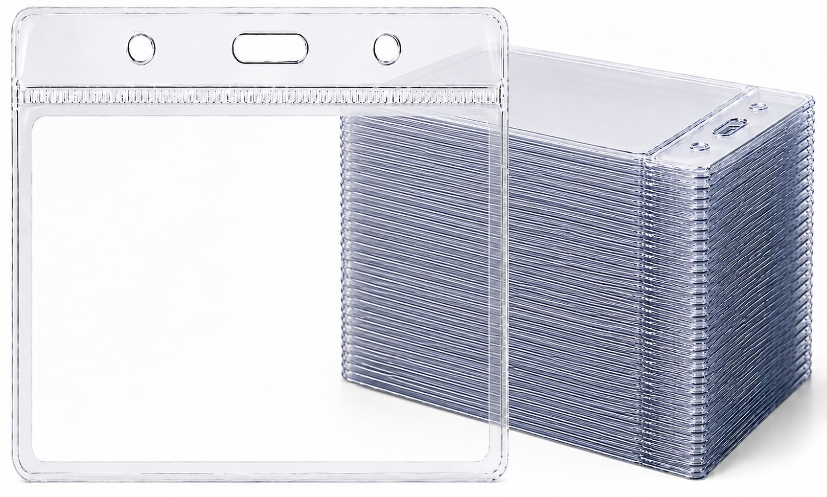Clear, Transparent, Flexible, Visitor, Staff, Name Badge, ID Card, ID Badge Pocket PVC Plastic Wallet, Medium Size (Badge Insert Size 60mm x 90mm) Pack of 150 PCL Media ltd — image 1
