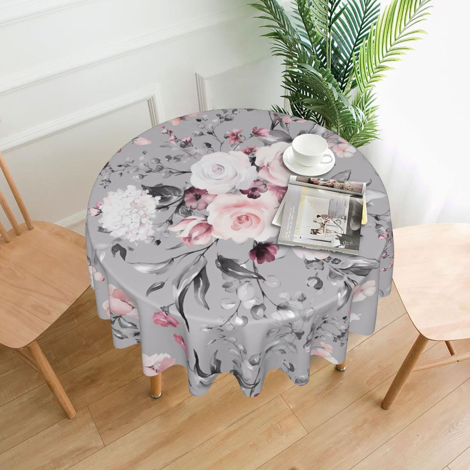 hhxvcv Plant Floral Flowers Round Tablecloth – Dining Table Cover