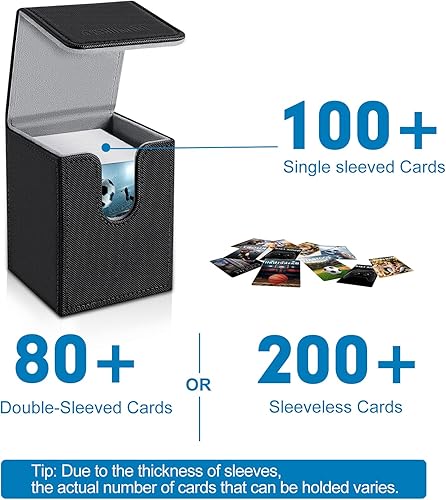 Miniatura 3 de Mlikero Paquete de 2 cajas de cartas Commander con capacidad para más de 200 tarjetas de una sola funda con 2 divisores, caja magnética de cuero