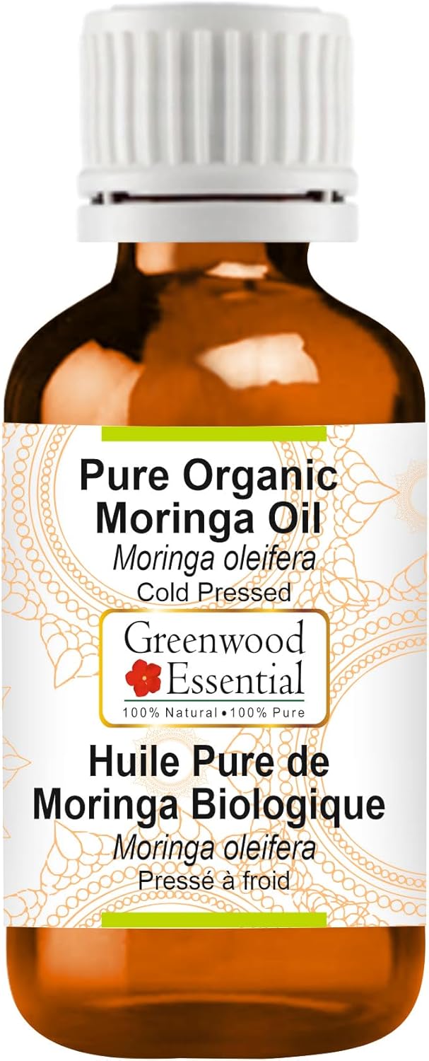 Greenwood Essential Pure Organic Moringa Oil (Moringa oleifera) Cold Pressed 50ml (1.69 oz)
