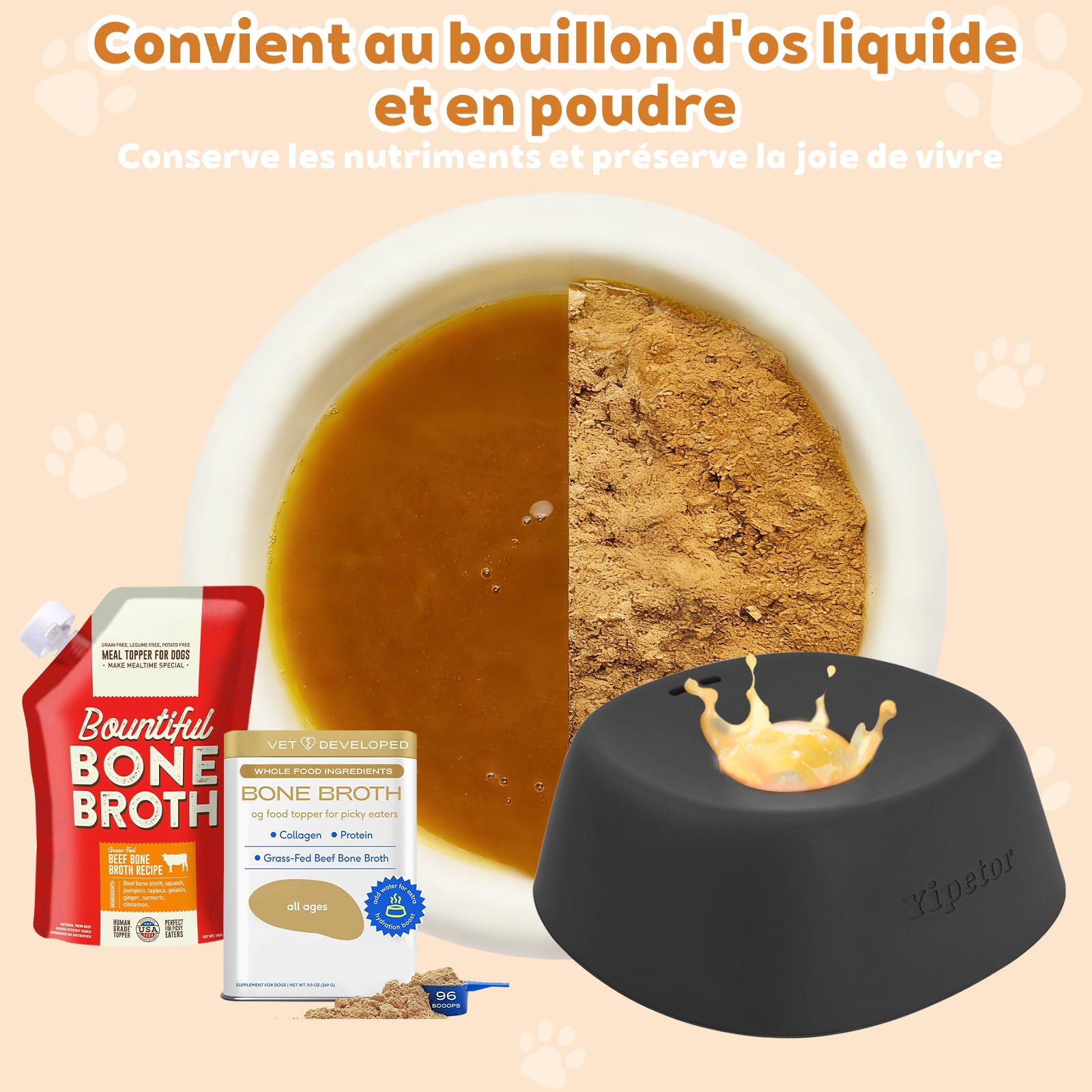 Yipetor Bol de Léchage Chien pour Friandises Liquides, Gamelle Anti Glouton Chien pour Bouillon d'os pour Chien, 3/4 Tasse de Yaourt, Jouet à Lécher pour Chien de Petite, Moyenne et Grande Race