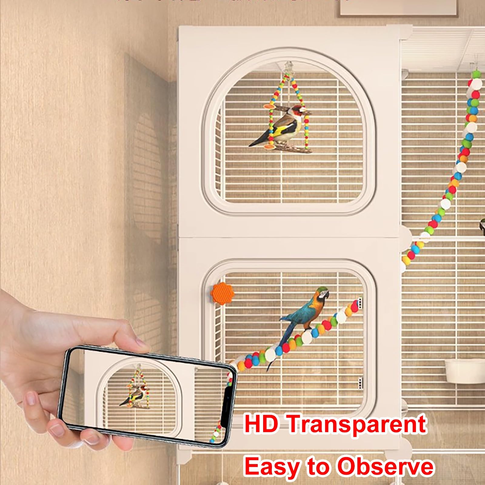 Gabbia for Pappagalli Grande Con Ruote E Vassoio, Gabbia for Uccelli Grande, Design Mobile, Ideale for Parrocchetti E Uccelli Vari