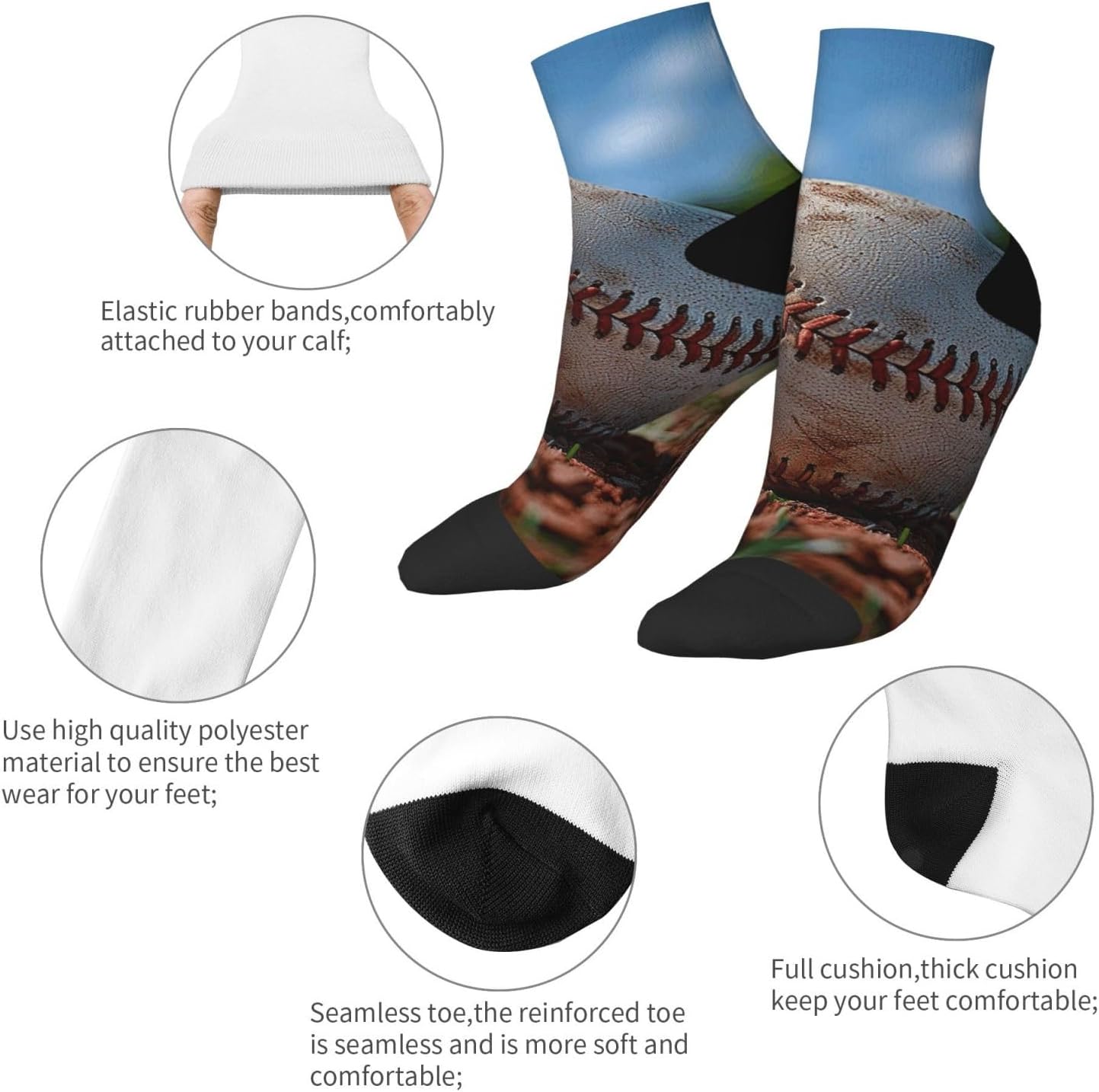 Socks for Women Men Breathable Warm Boot Socks Baseball Calf Sock for Hiking Work