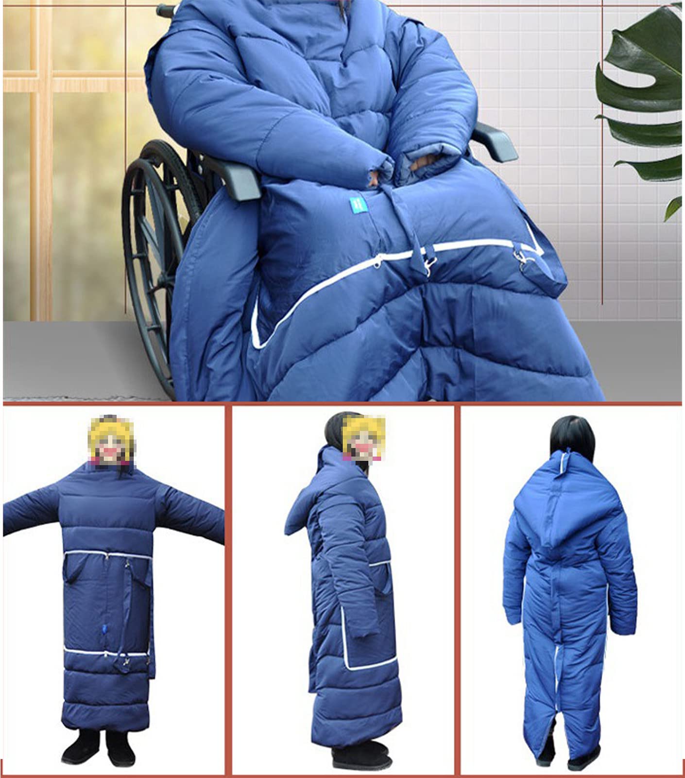 Manta Ligera para Silla de Ruedas, Funda para Silla de Ruedas con Cremallera, Impermeable, Resistente al Viento, cálida para Todo el Cuerpo, para sillas de Ruedas manuale