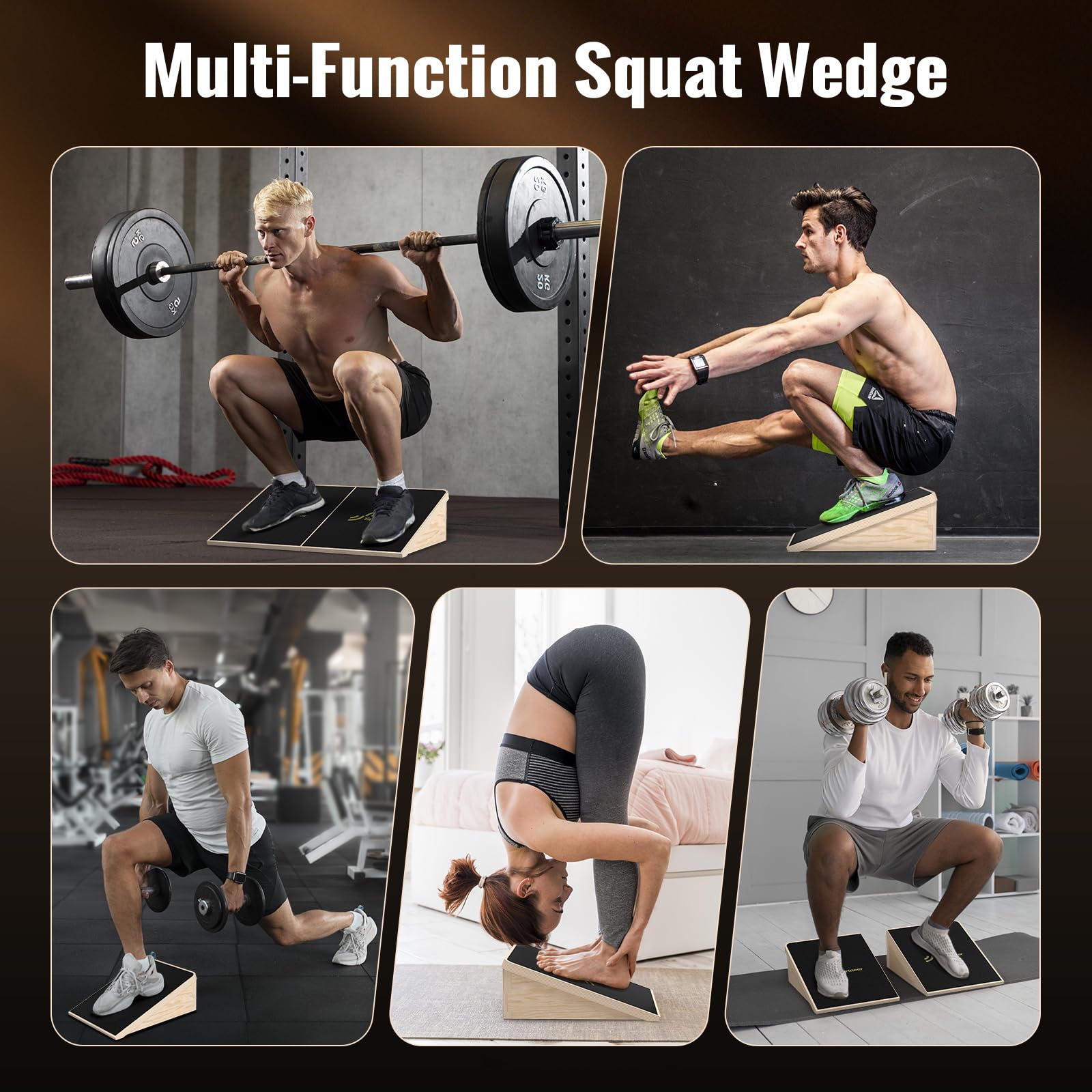Sportneer Wadendehner Schrägbrett 540 KG – 15° / 20° Slant Board für Knieretter, Squat Wedge, Krafttraining & Balance Board Training – Rutschfestes Holz Stretch Board für Zuhause