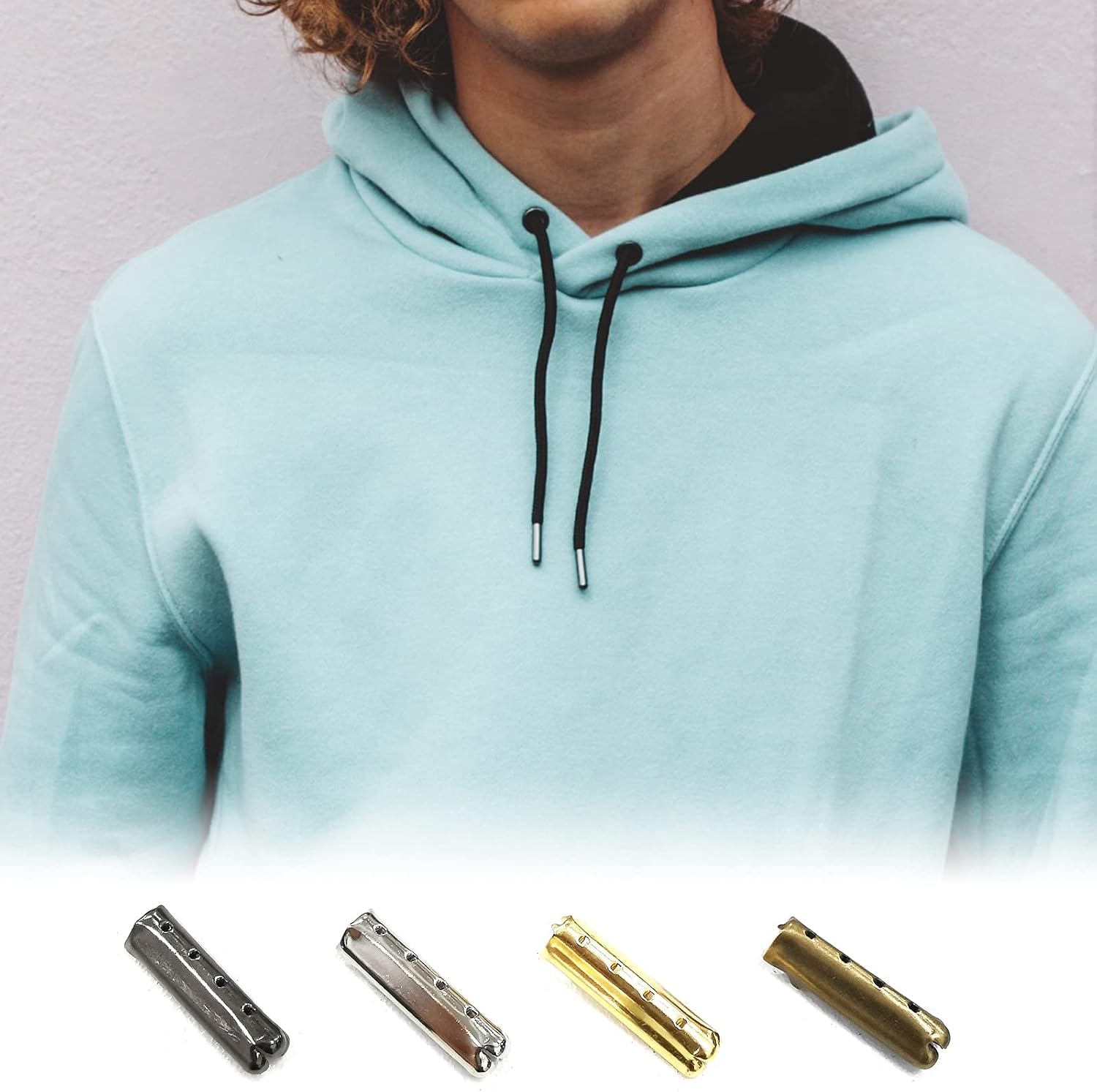 Daily Treasures 200pcs Shoelace Tip Heads, 4 Hole Metal Aglets with Pliers, 23mm Bullet Ends for Sneakers, Canvas, Hoodies, Beach Pants