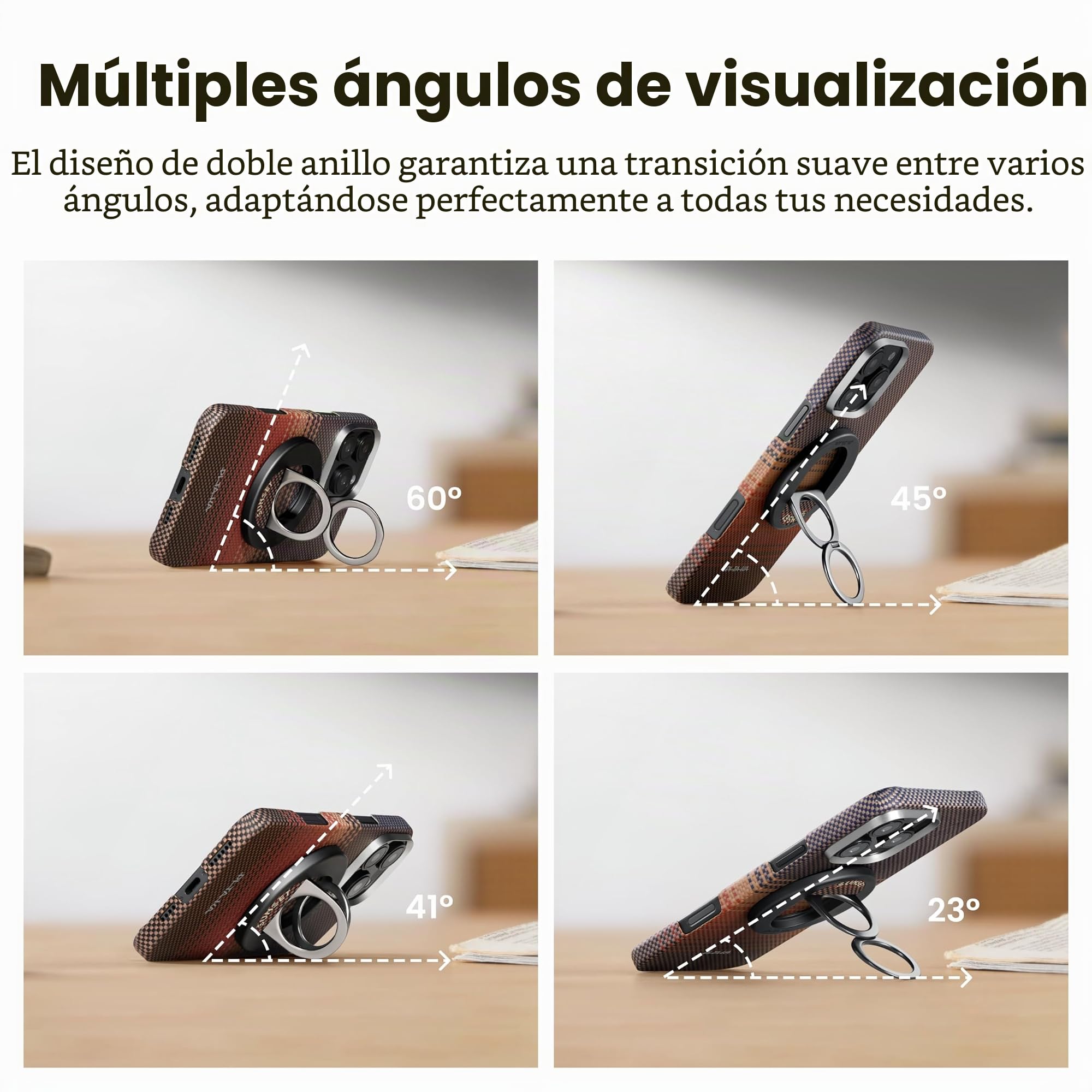 PITAKA Soporte magnético para anillo de teléfono compatible con anillo MagSafe para iPhone 15/14/13/12 [MagEZ Grip]