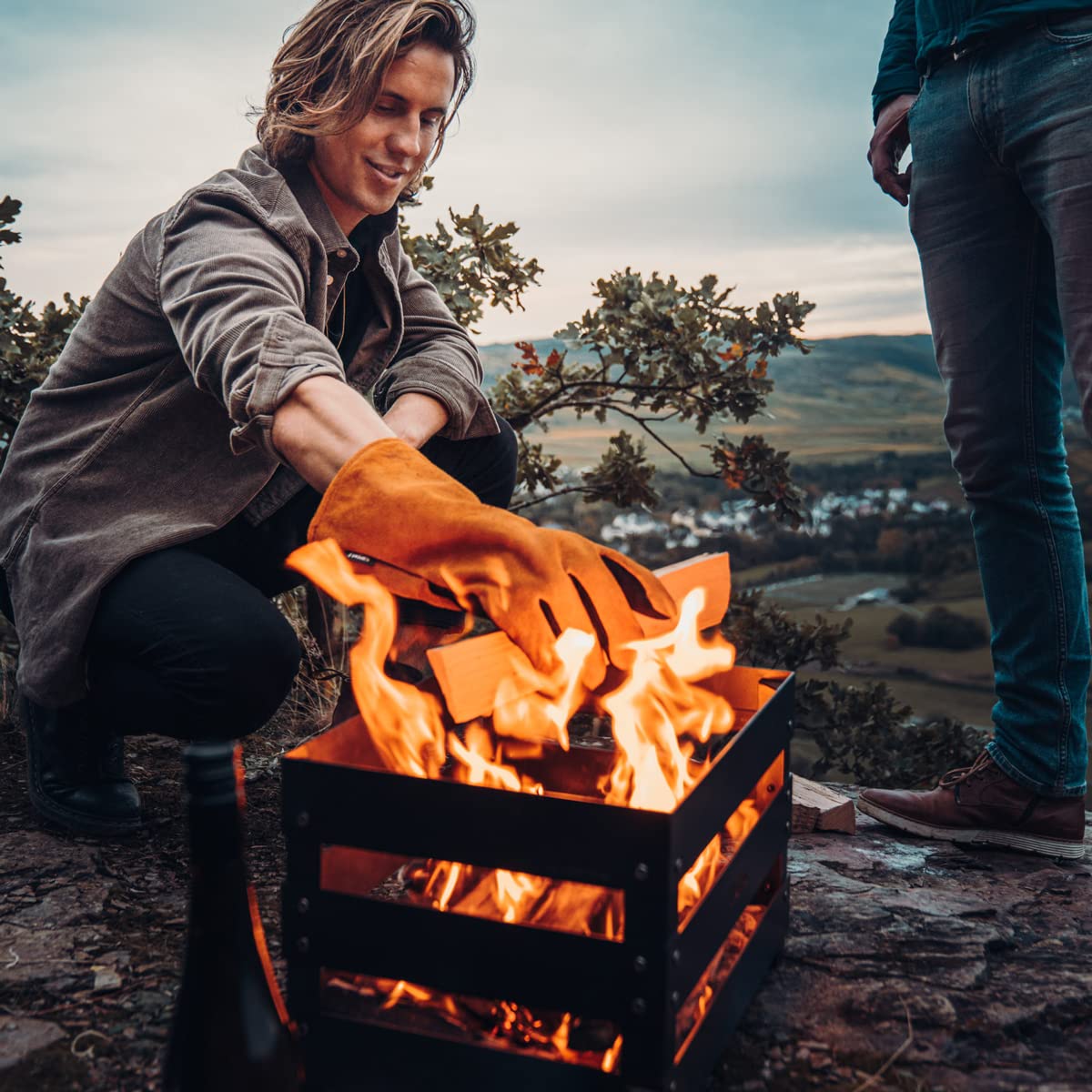 Höfats - Gants de barbecue en cuir et aramide - Extrêmement résistants à la chaleur - Gants de four pour griller, cuisiner et ajouter du bois - Certifié EN 407 et EN 390