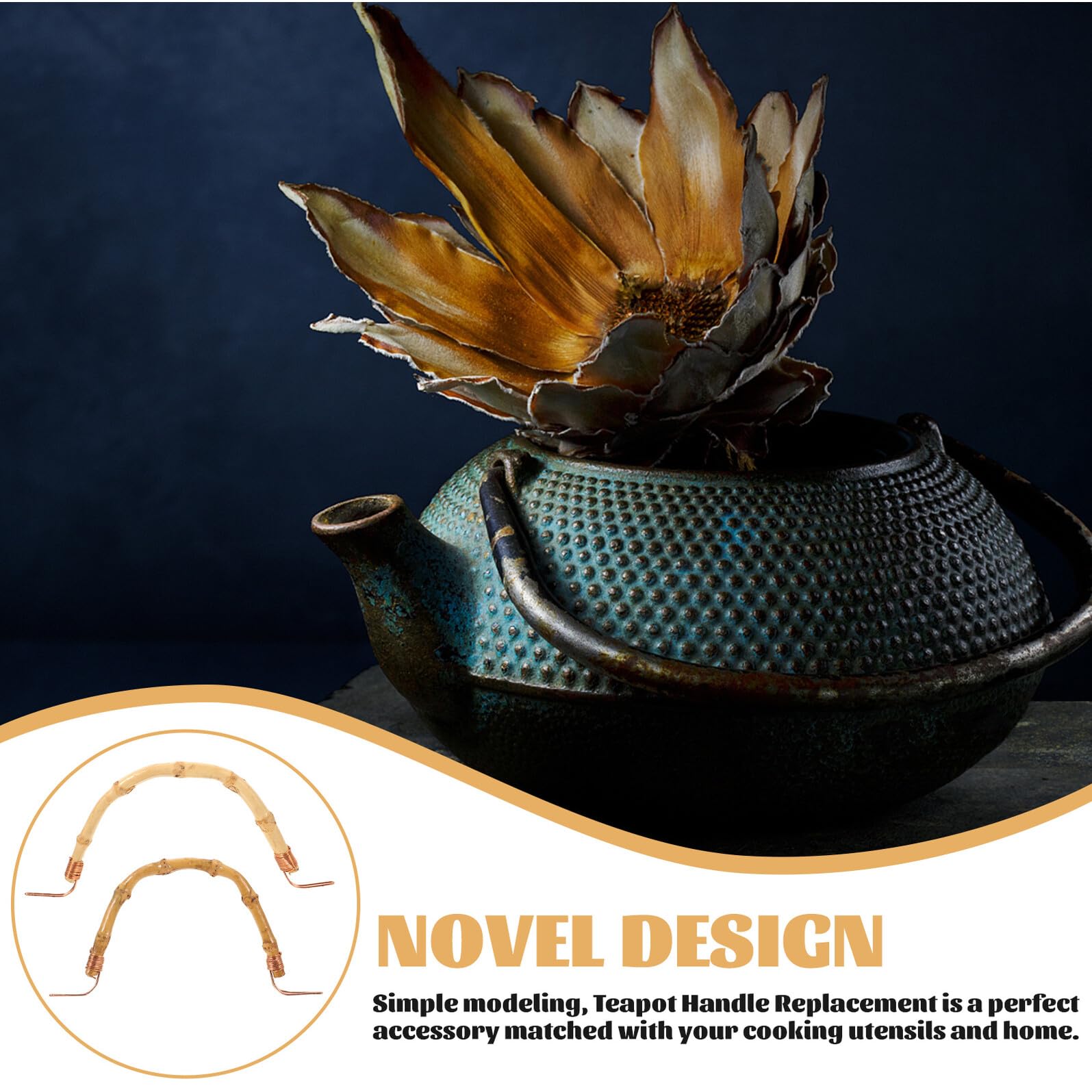 Cabilock Mango Ergonómico de Tetera de Cobre Resistente al Calor y Ligero, 2 Piezas para Utensilios de Cocina y Uso Hogar, Repuesto Alta Capacidad de Carga