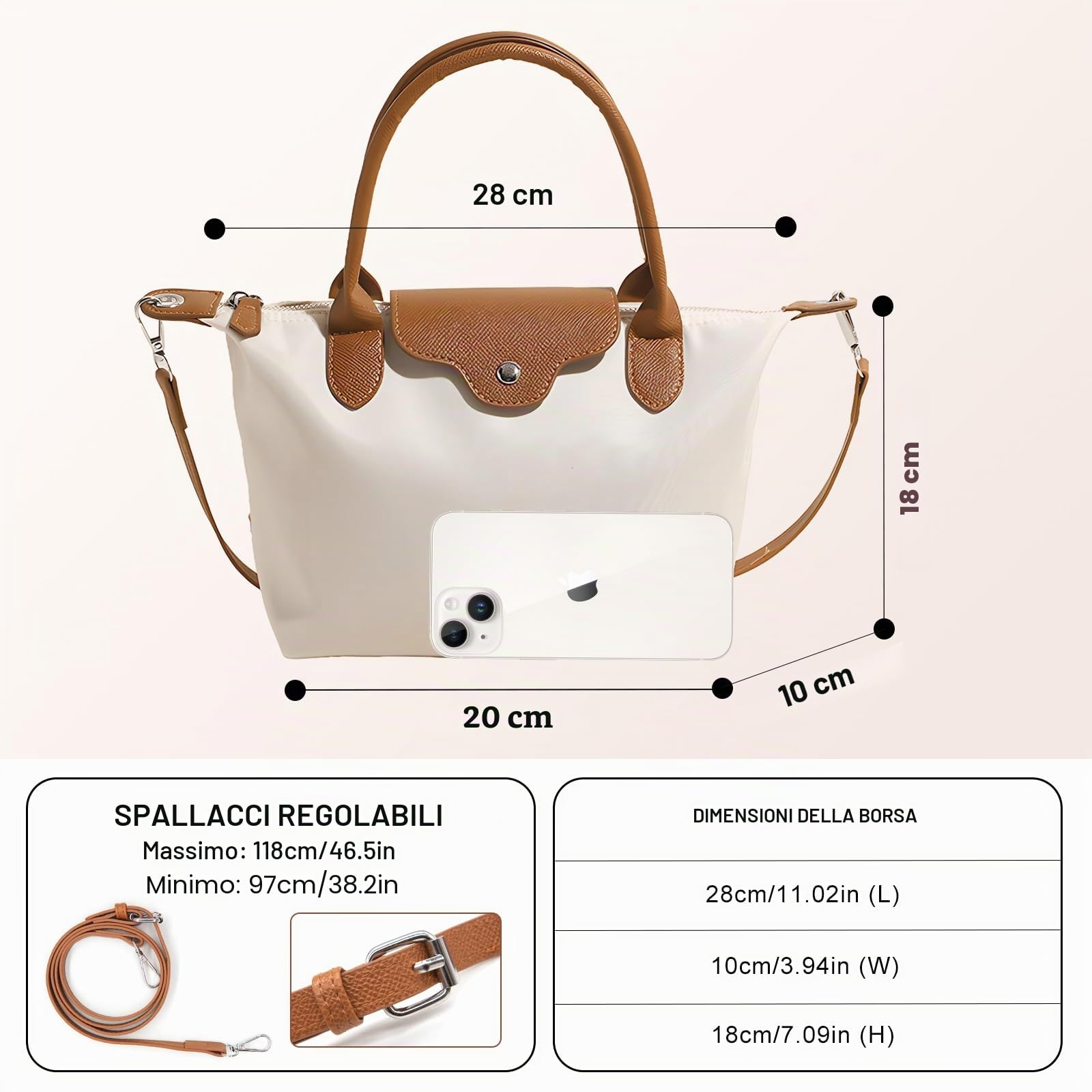 Long Keeper Borsa a Spalla Donna Tote Bag Piccola Nylon Borsa a Mano Tracolla Viaggio Moda Borsetta Morbida Tracolla Porta Cellulare per Donna Adolescente