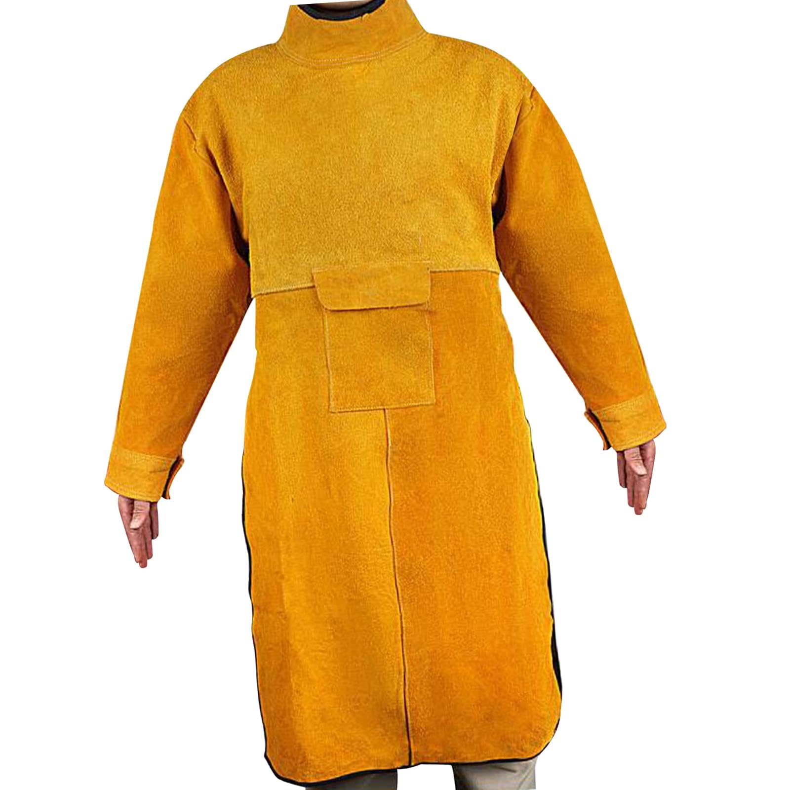 Tablier de Soudage à Manches, Veste de Soudage Ignifugée, Vêtements de Protection pour Soudeurs et Charpentiers (hommes et Femmes), Longueur 120cm