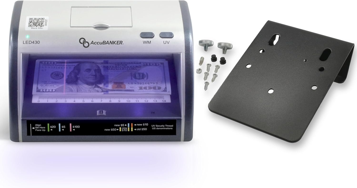AccuBANKER LED430 6-Point Cash Multi Currency & Card Counterfeit Detector Money Checker with Superbright LED Ultraviolet, Magnetic & Size Detection. Commercial Grade, UL Listed - Image 9