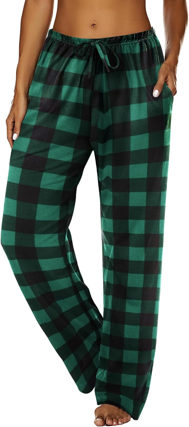 Ekouaer Womens Pajama Pants Plaid Lounge Pants Soft Drawstring Pj Bottoms with Pockets - Image 2