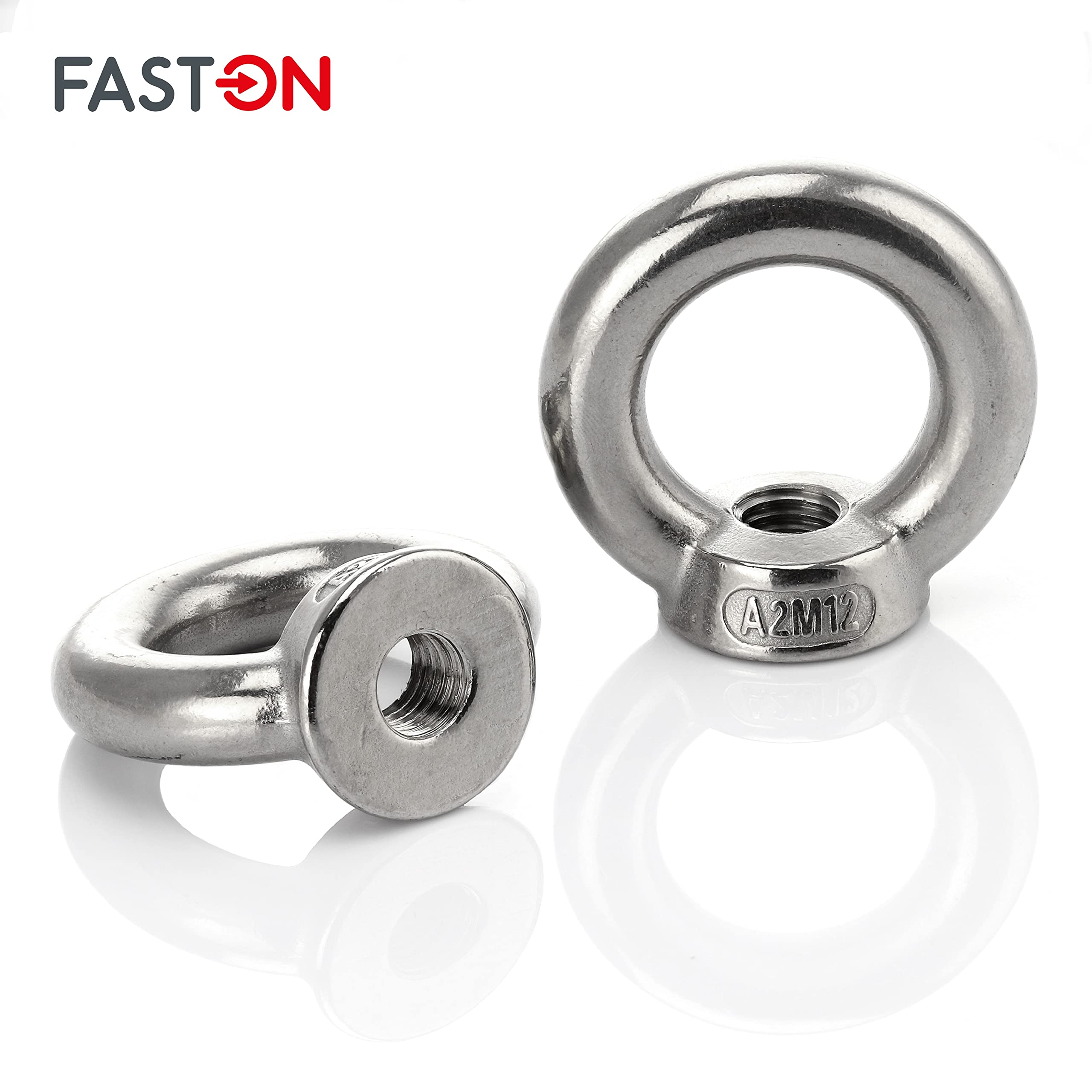 FASTON® Ringmutter M8 ähnl. DIN 582 aus Edelstahl A2 V2A (40 Stück) Öse Ösenmutter Augenmutter Transportöse Mutter Zurröse Augbolzen Bügelmutter Transportöse Kranöse Rostfrei