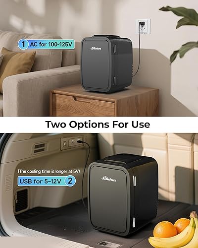 Miniatura 4 de Mini nevera, refrigerador portátil de 4 litros6 latas para dormitorio, oficina, dormitorio, automóvil, enfriamiento rápido, bajo ruido, 100-125V