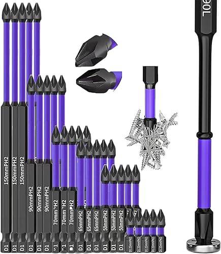Brocas magnéticas D1 puntas antideslizantes y a prueba de golpes con puntas de destornillador Phillips, juego de destornilladores magnéticos (5