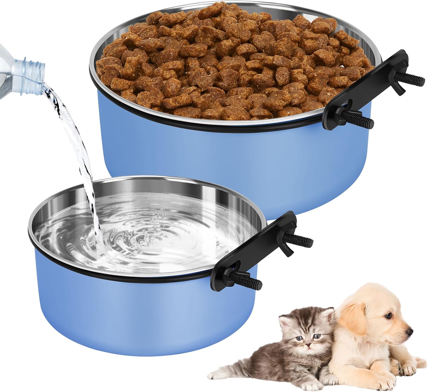 Pet Supplies Dog Crate Water Bowl, 2 PCS Stainless Steel Dog Bowls