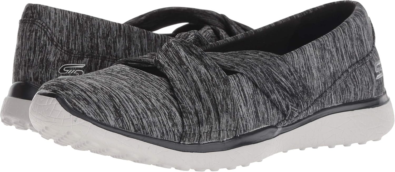 Skechers Women's Microburst-Knot Concerned Sneaker, BKGY, 5 M US